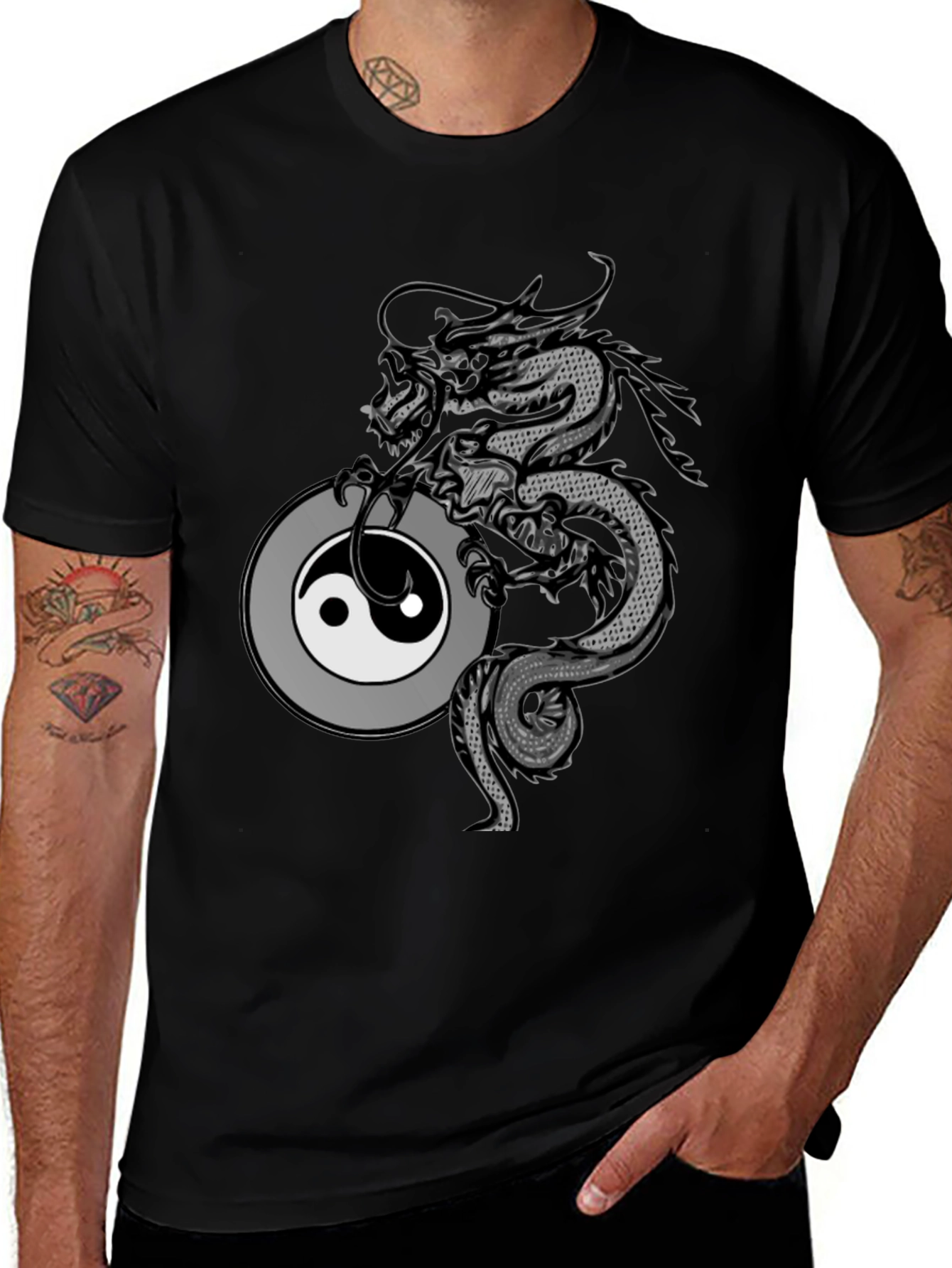 Variant 9 of Dragon Yin Yang Graphic T-Shirt - Black