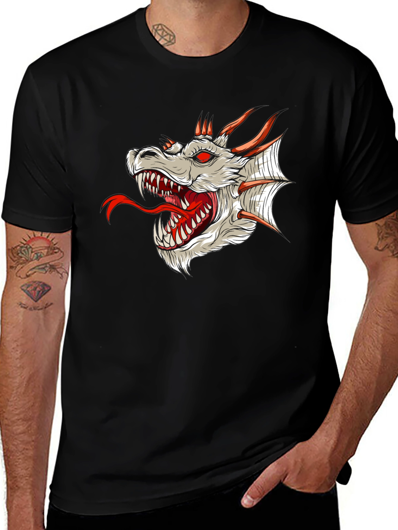Dragon Head Graphic Black T-Shirt