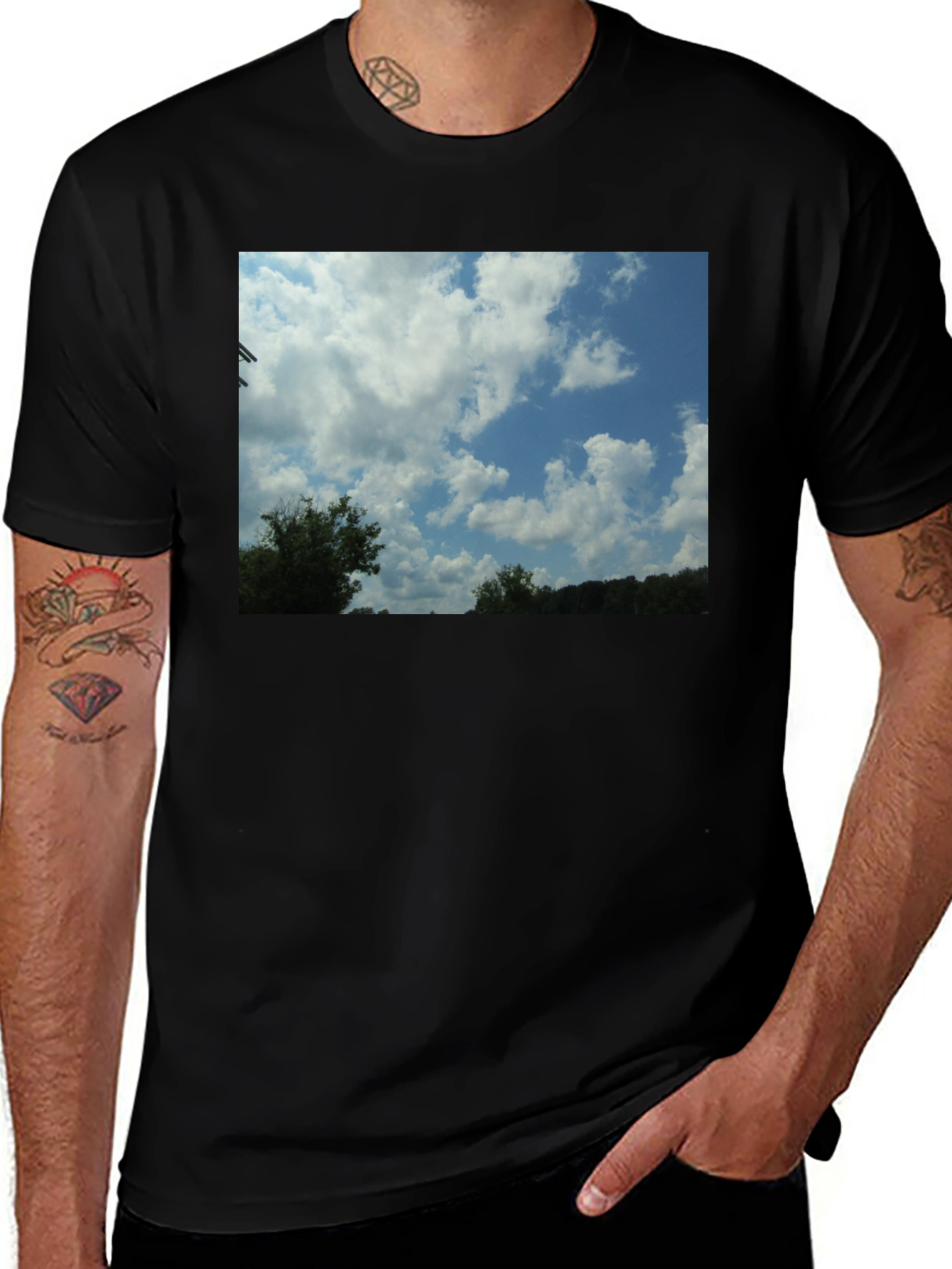 Variant 9 of Cloudscape Graphic Tee - Black Cotton Blend