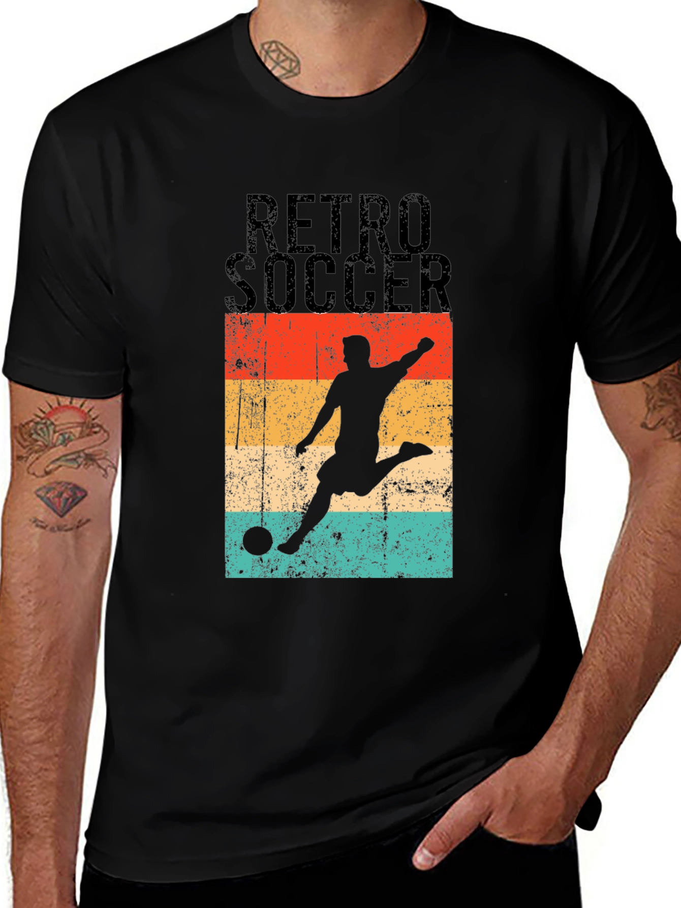 Black Retro Soccer Graphic T-Shirt - Stylish Casual Wear main image