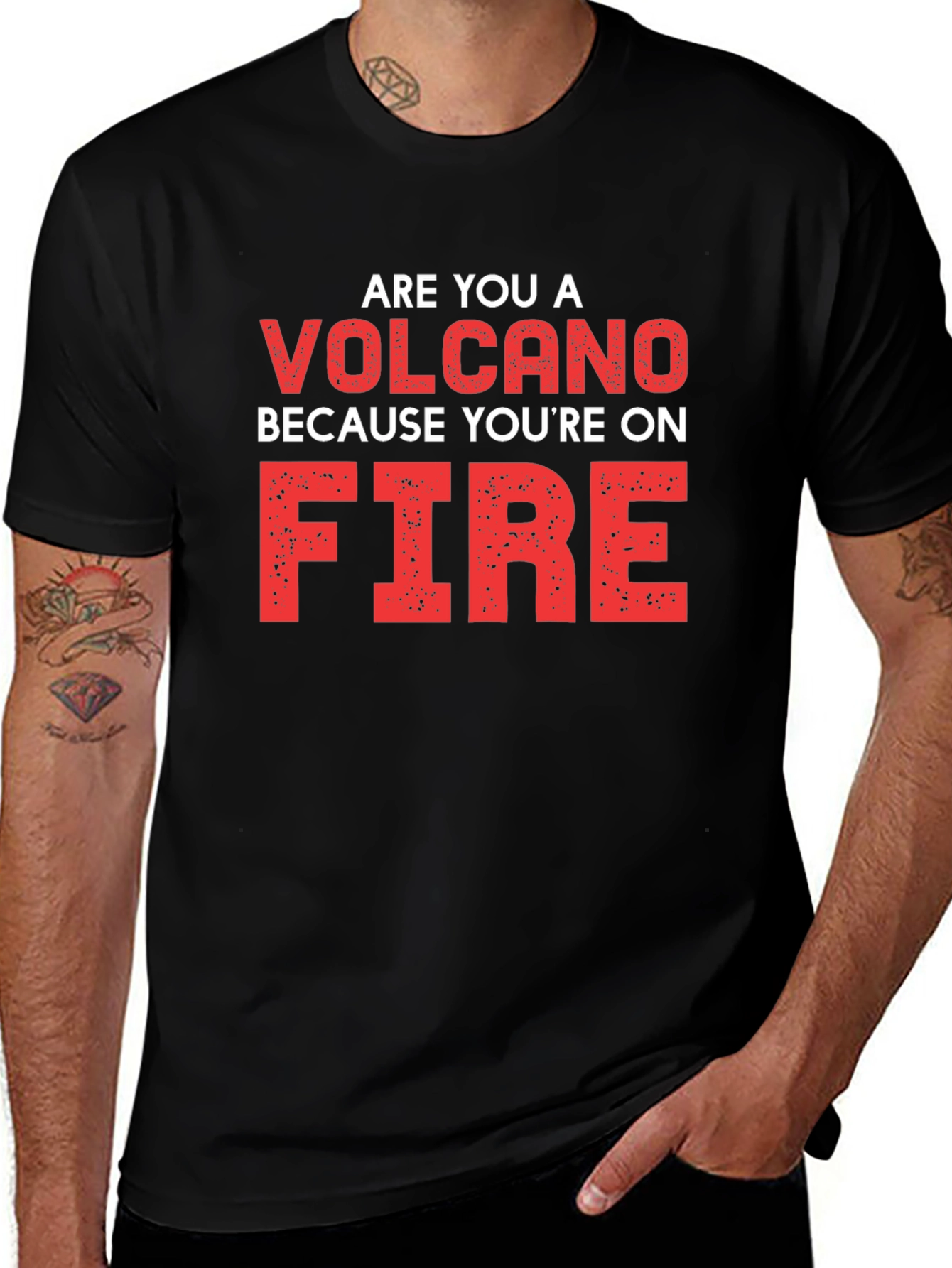 Variant 20 of Volcano On Fire Graphic Tee - Black Cotton T-Shirt