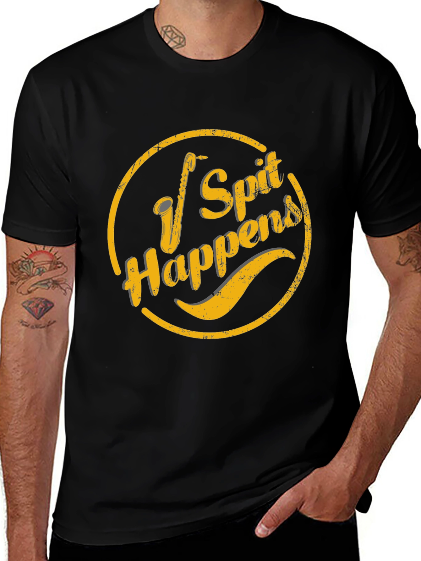Variant 2 of Spit Happens Graphic Tee - Black Cotton Casual Shirt