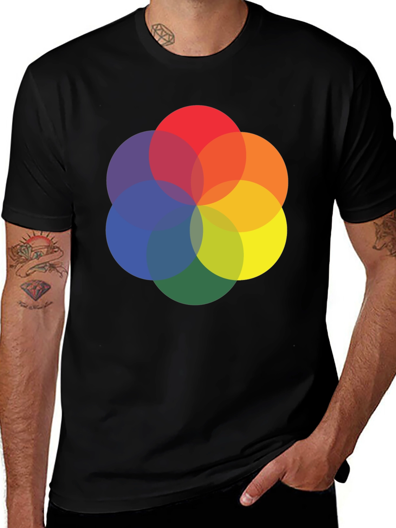 Variant 20 of Abstract Circle Graphic Tee - Black Cotton Blend