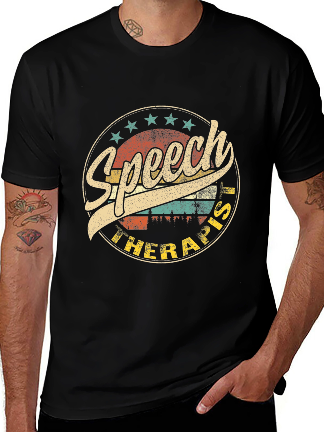 Black Speech Therapist Retro Style Graphic T-Shirt main image