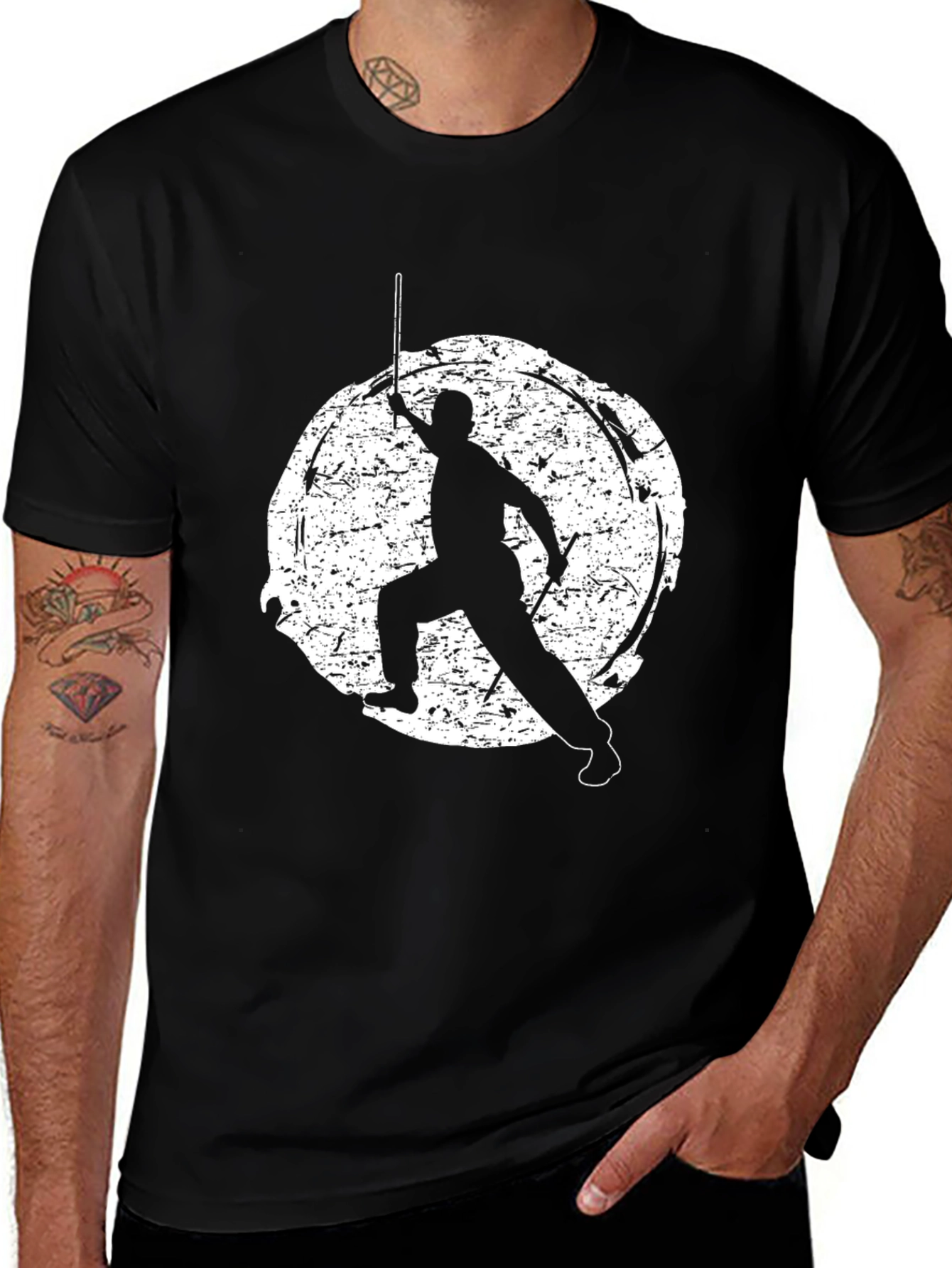 Variant 18 of Black T-Shirt with Martial Arts Graphic