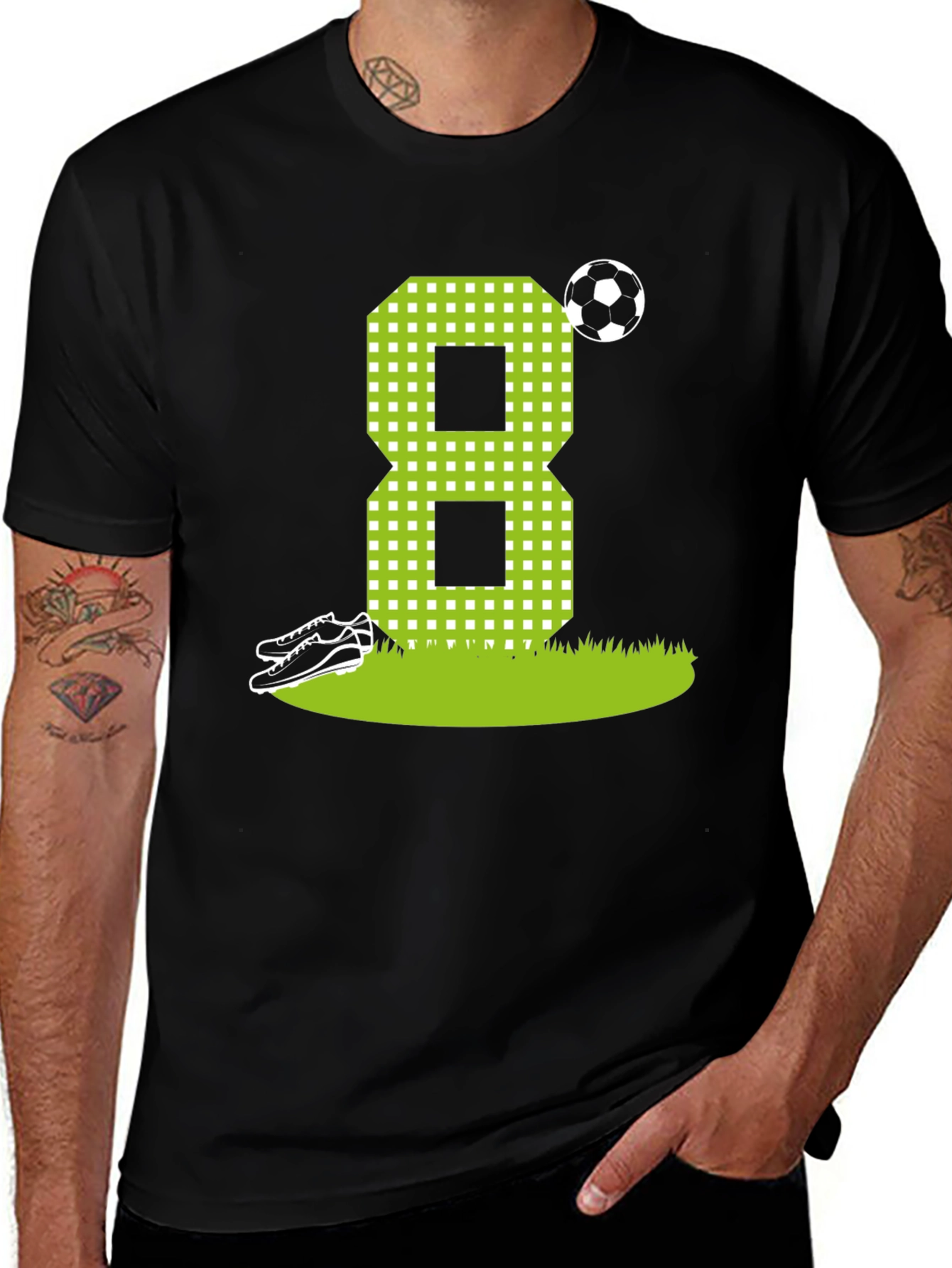 Variant 9 of Soccer Number 8 T-Shirt - Black