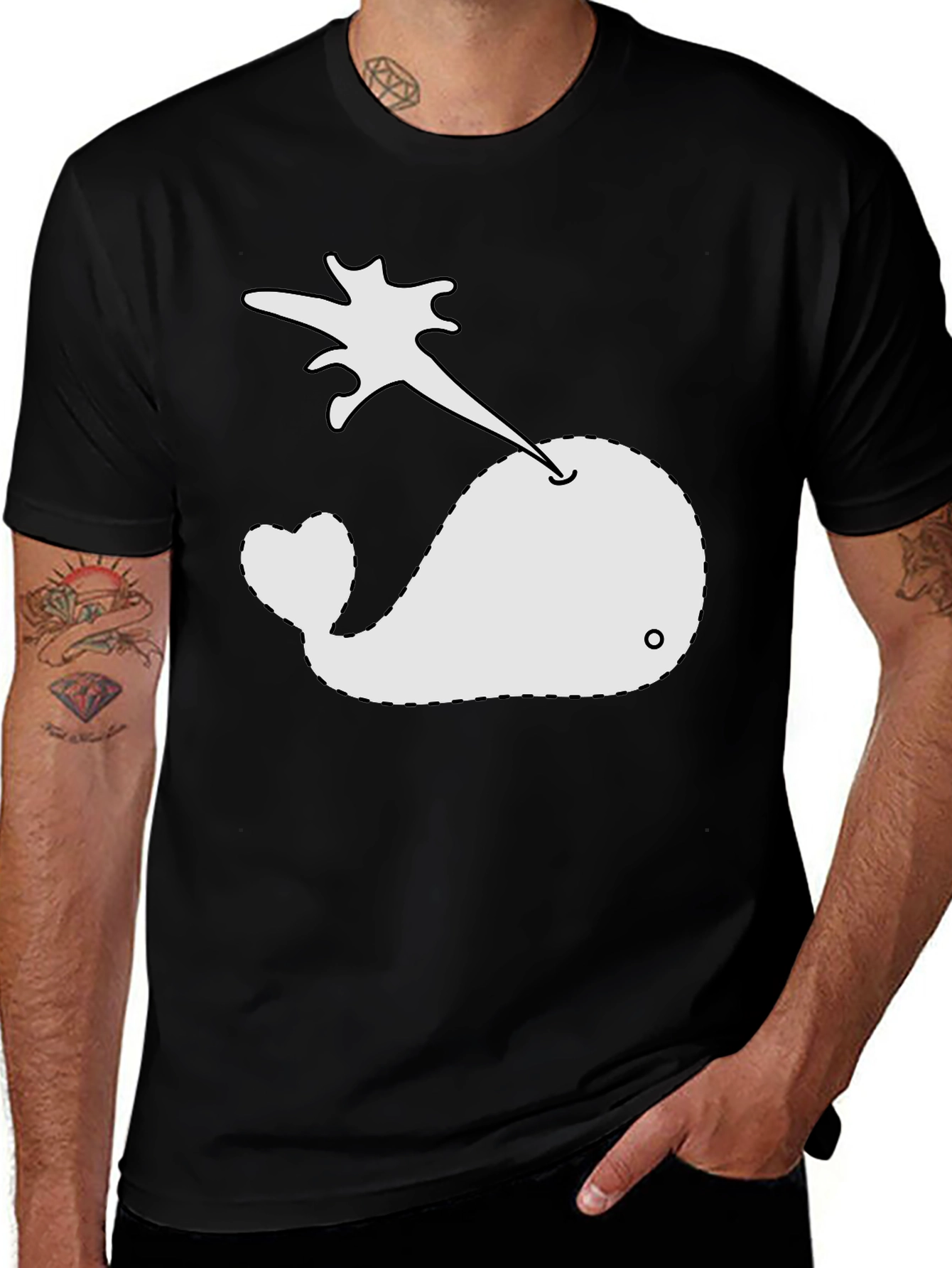 Variant 20 of Whale Spout Tee - Black Graphic T-Shirt