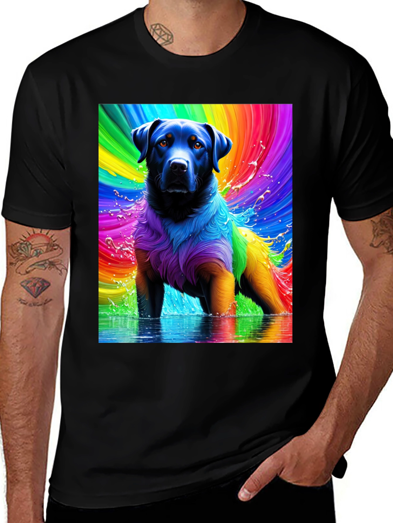 Rainbow Dog T-Shirt - Vivid Pet Art Tee