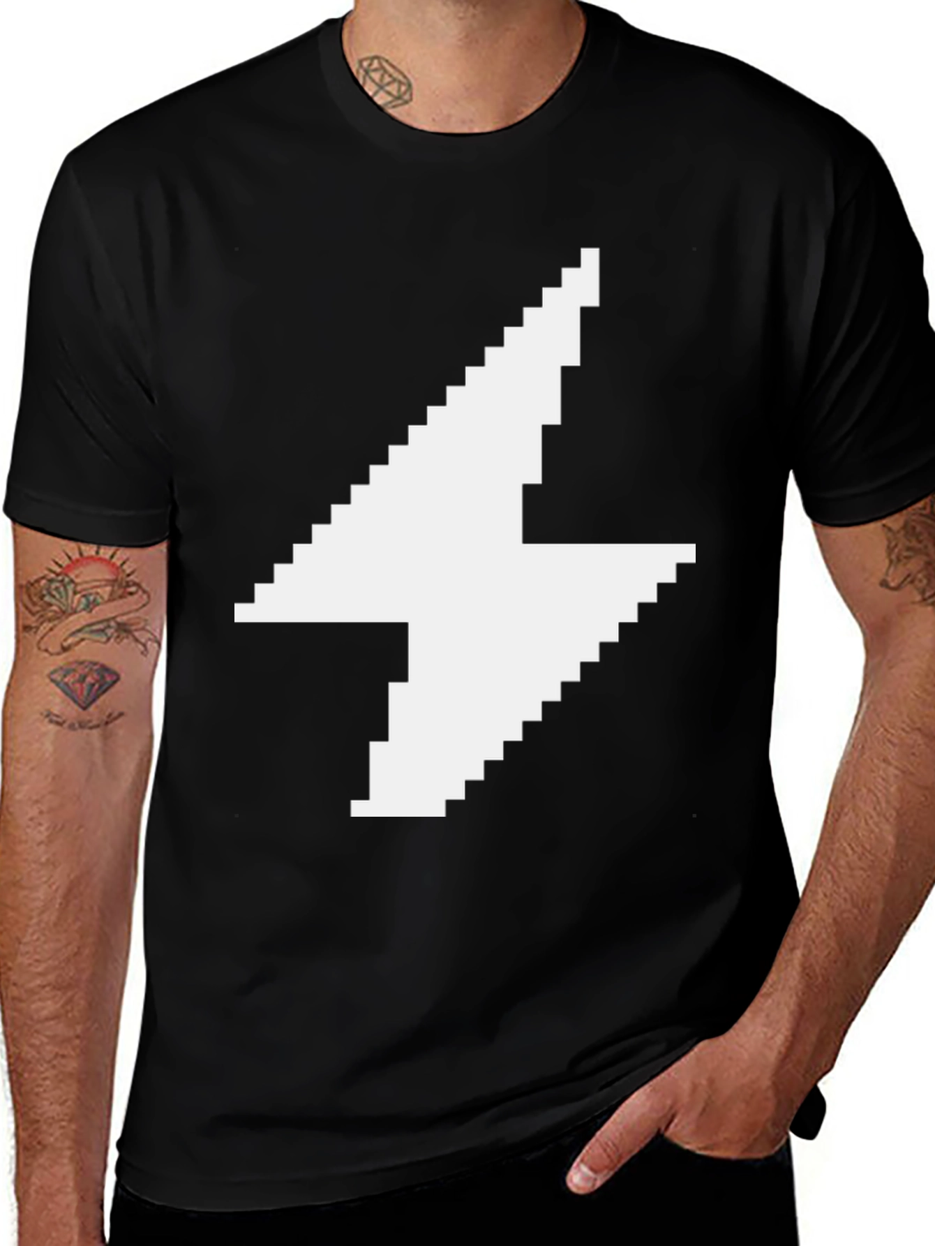 Variant 19 of Pixel Lightning Bolt Black T-Shirt