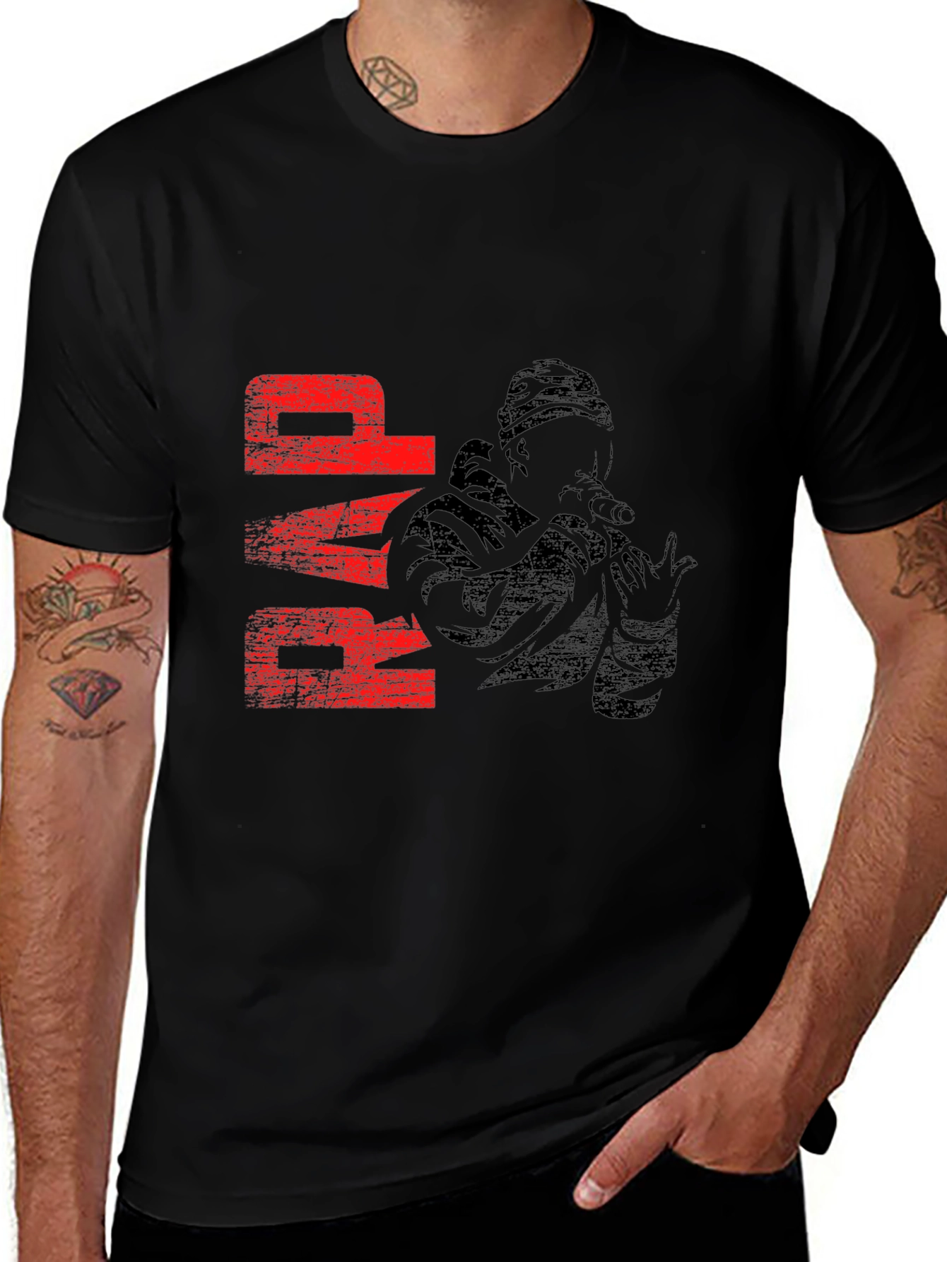 Black RAP T-Shirt with Graphic Print