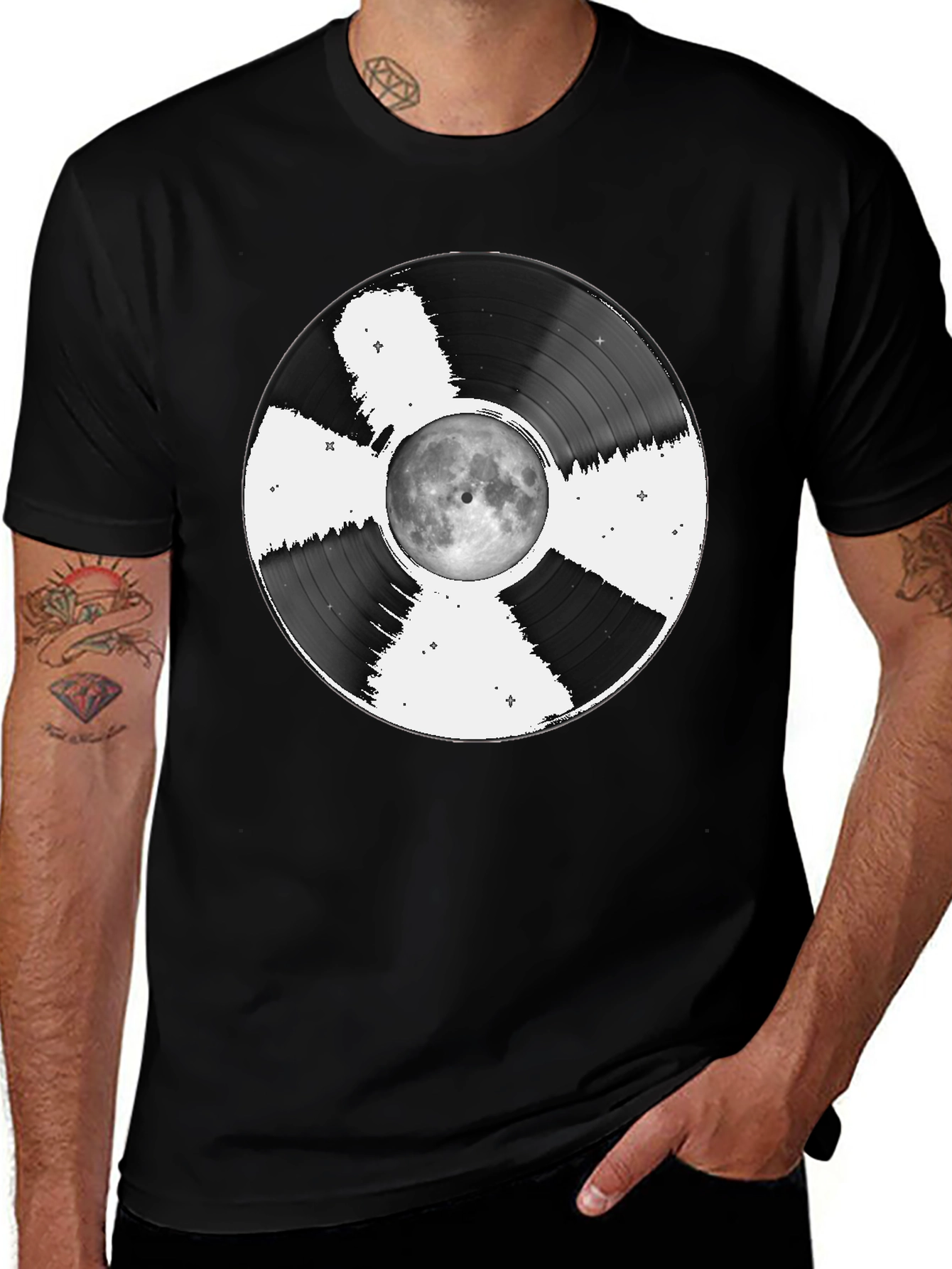 Variant 23 of Moon Vinyl Record Graphic Tee - Unique Music Lover Shirt
