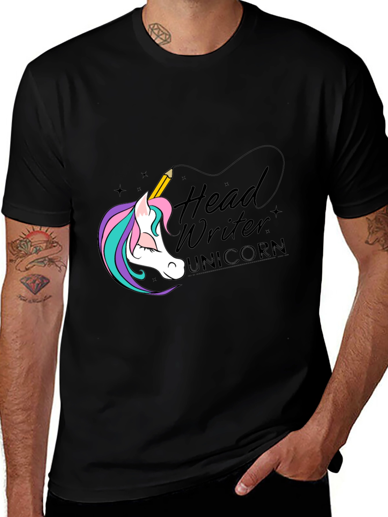 Variant 27 of Head Writer Unicorn Graphic Tee - Black