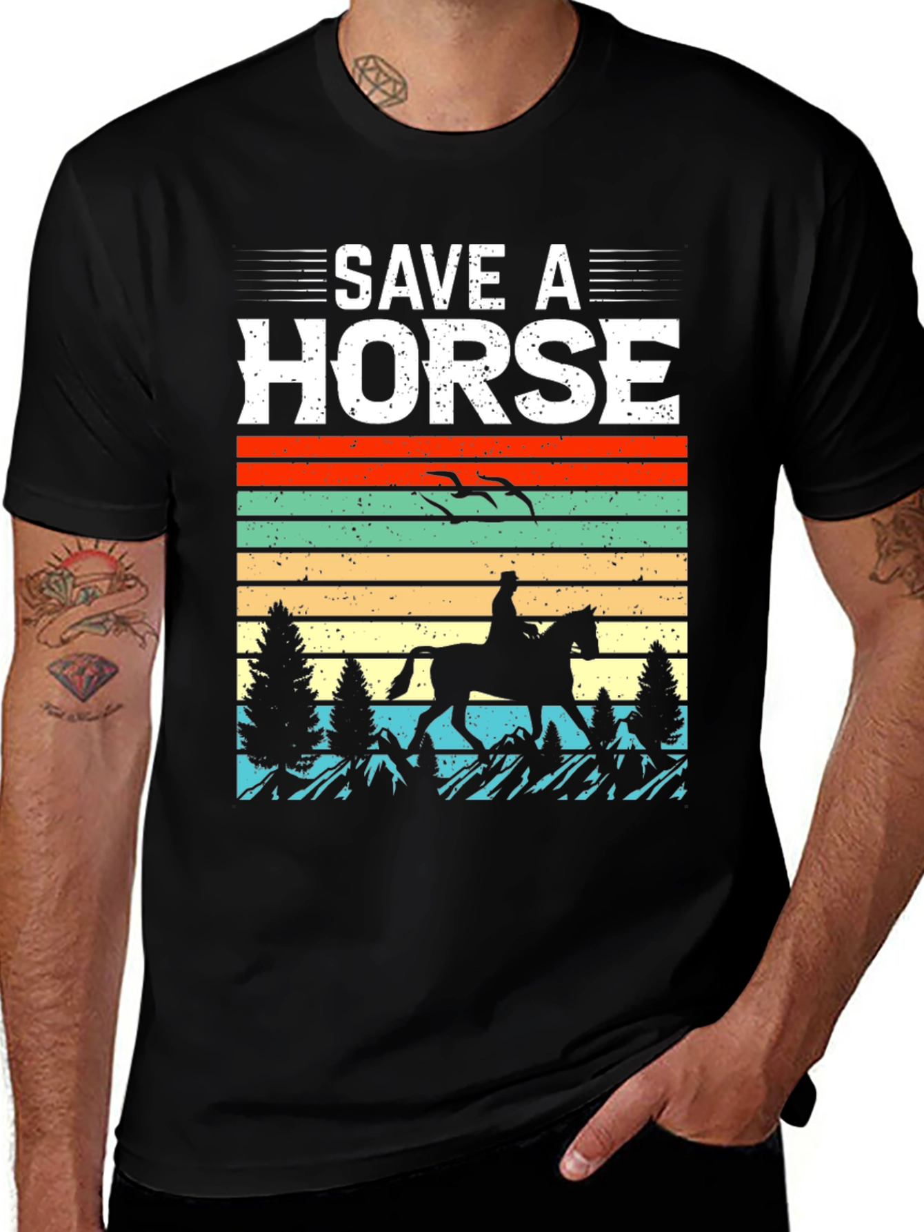 Variant 7 of Save A Horse T-Shirt Retro Equestrian Design
