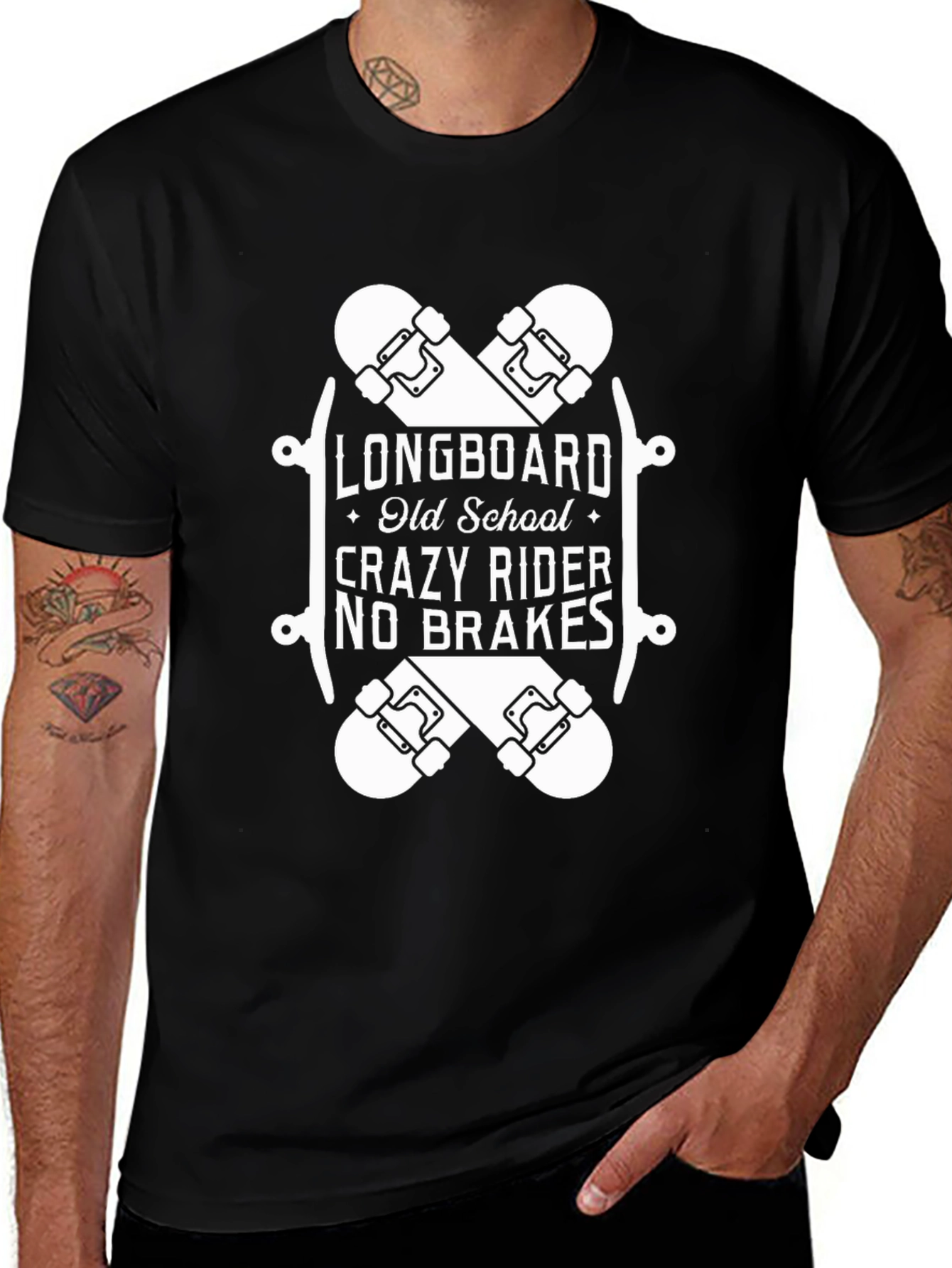 Variant 12 of Longboard Crazy Rider Black T-Shirt