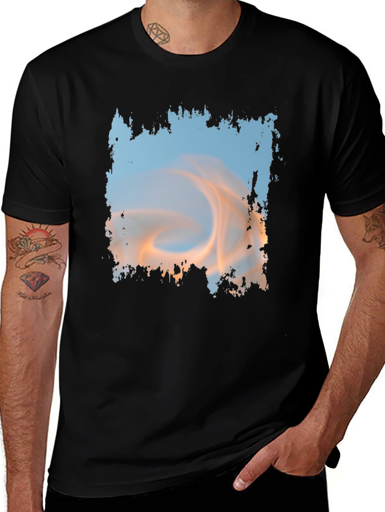Variant 19 of Abstract Sky Graphic Black T-Shirt
