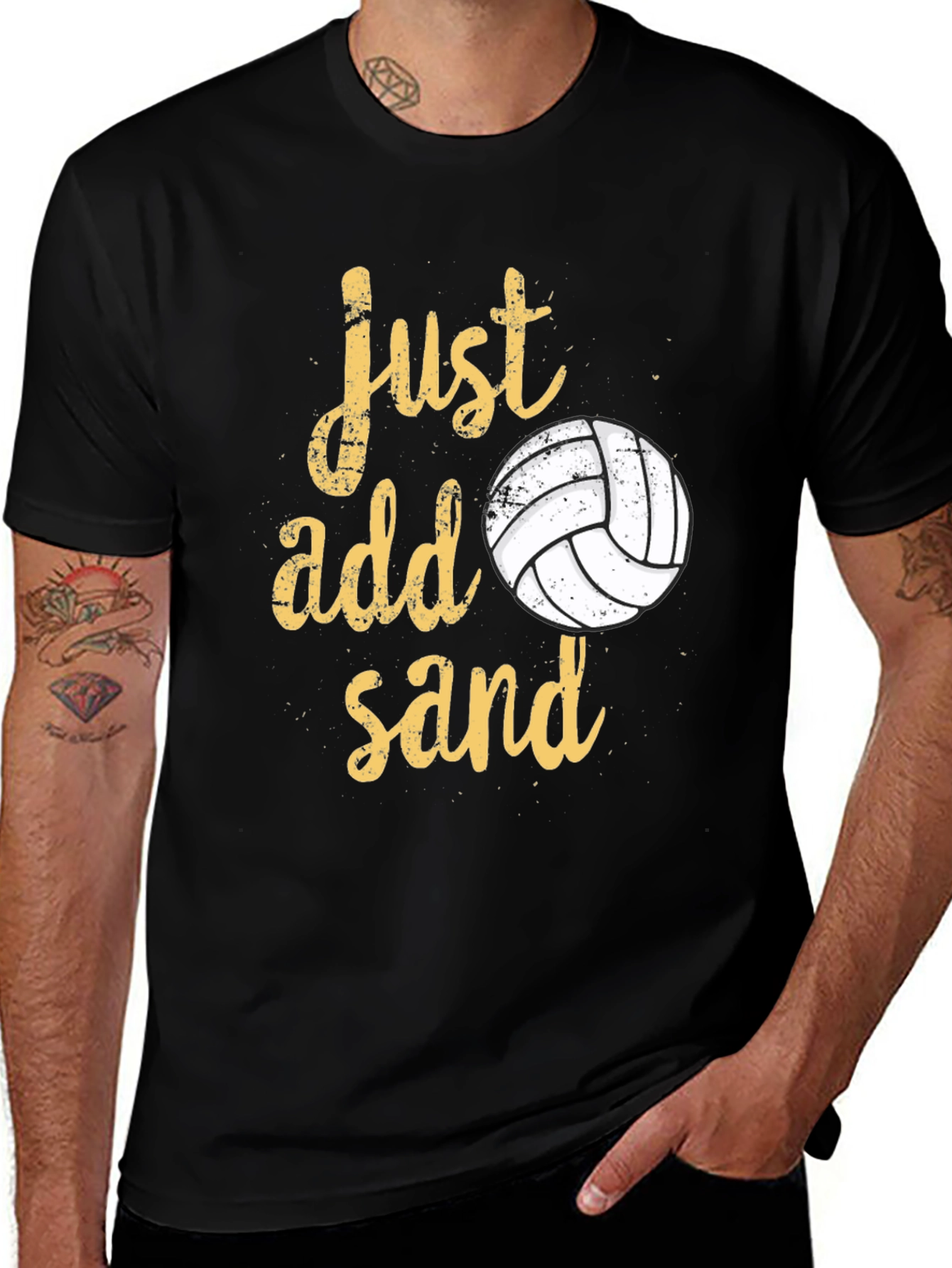 Variant 2 of Just Add Sand Volleyball T-Shirt - Black Cotton Tee