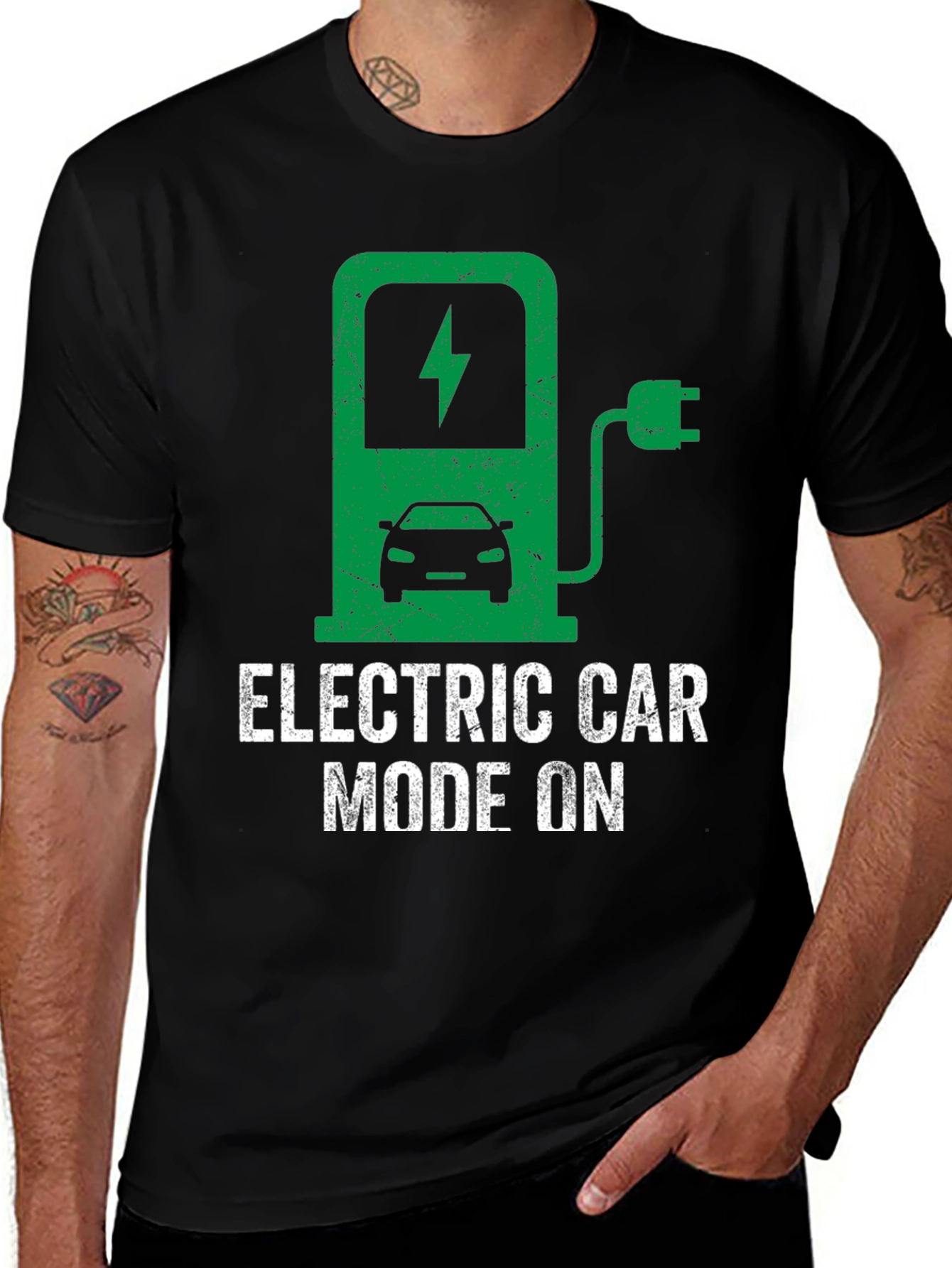Variant 23 of Electric Car Mode On T-Shirt - Green Energy Tee