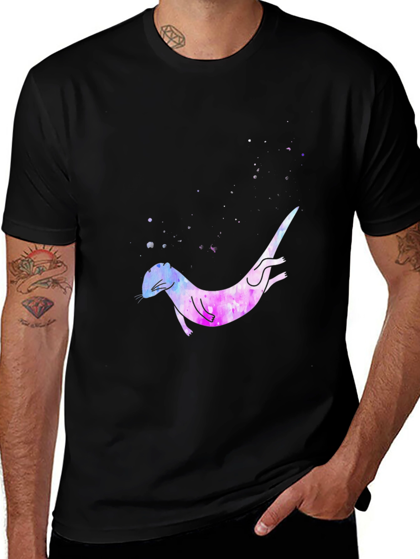 Variant 22 of Otter Galaxy T-Shirt - Unique Watercolor Design