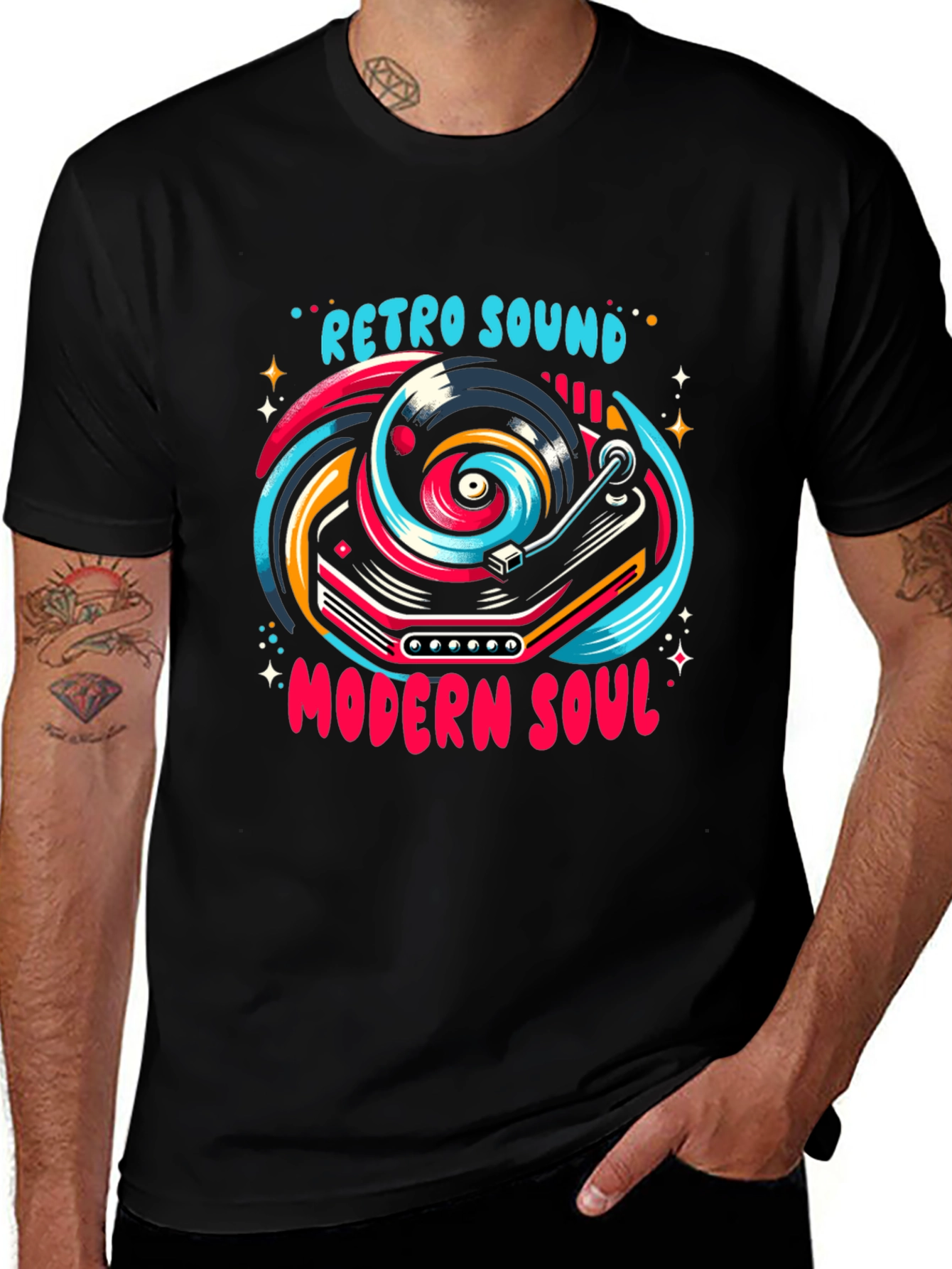 Variant 27 of Retro Sound Modern Soul Graphic Tee - Black Cotton Blend