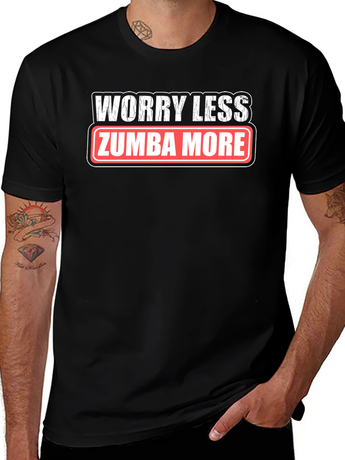 Variant 15 of Worry Less Zumba More Black Graphic T-Shirt