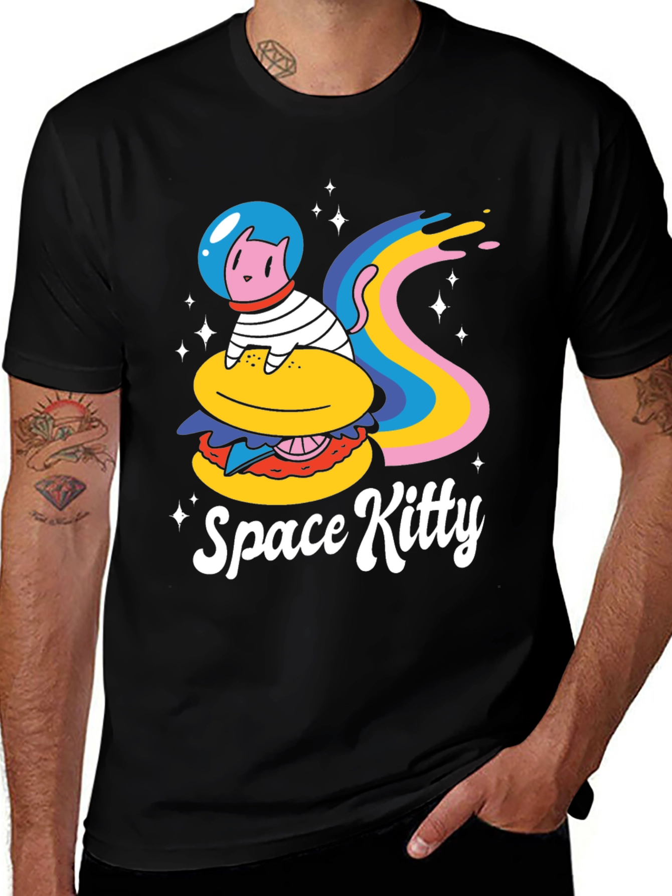 Variant 9 of Space Kitty T-Shirt - Cute Cartoon Graphic Tee