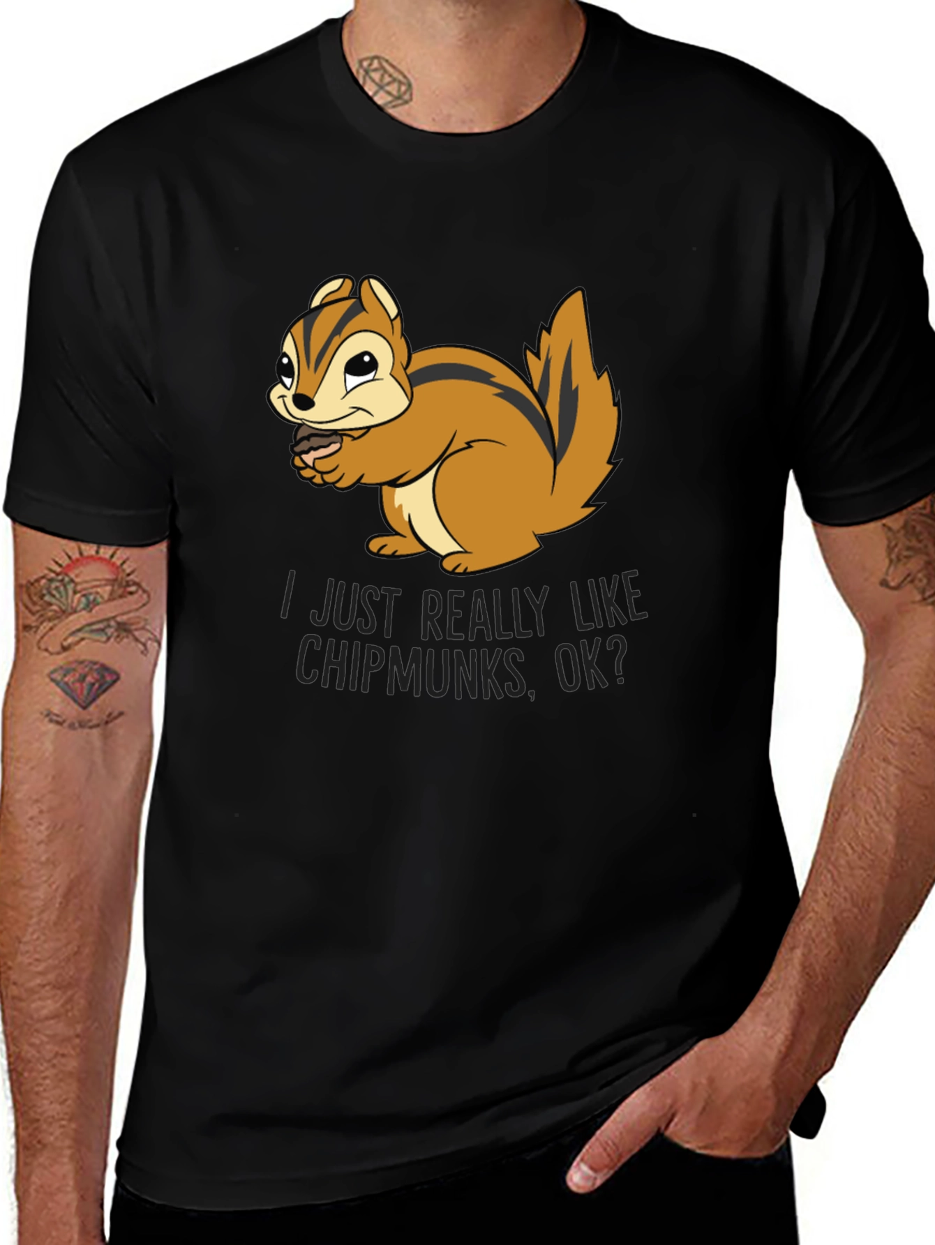 Variant 28 of Chipmunk Lover's Black T-Shirt