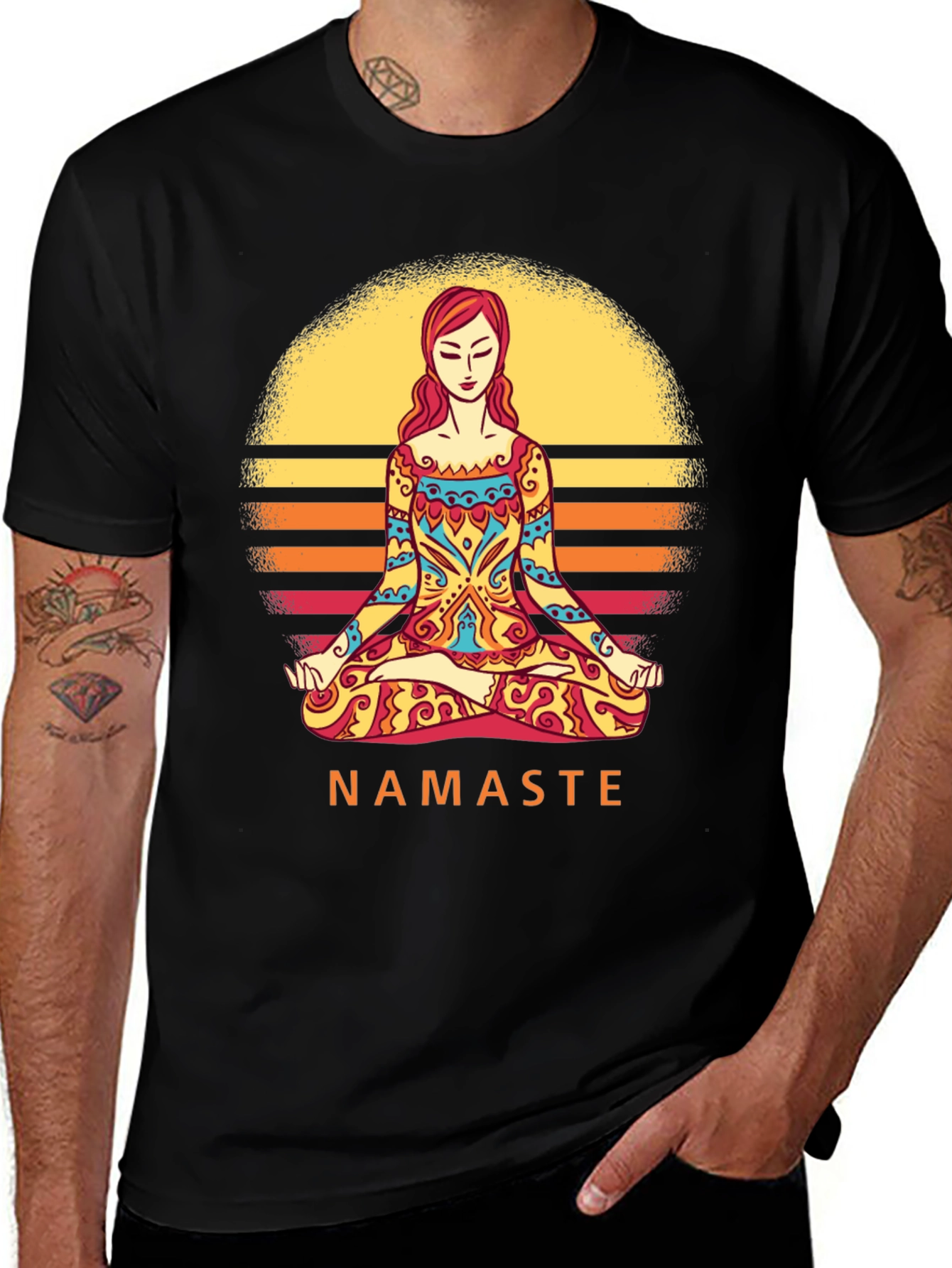 Variant 28 of Namaste Yoga T-Shirt - Meditating Woman Design