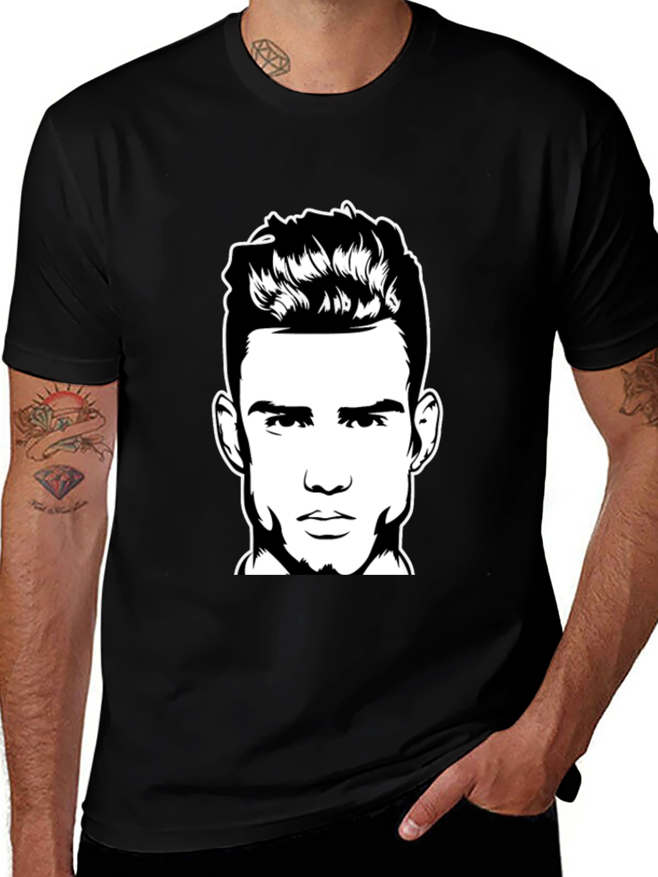 Variant 6 of Black T-Shirt with Man Portrait Graphic