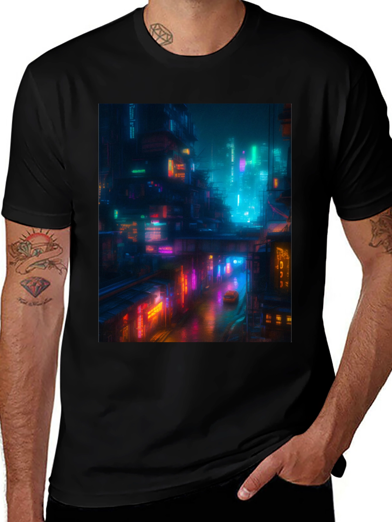 Variant 2 of Cyberpunk Cityscape Graphic Tee