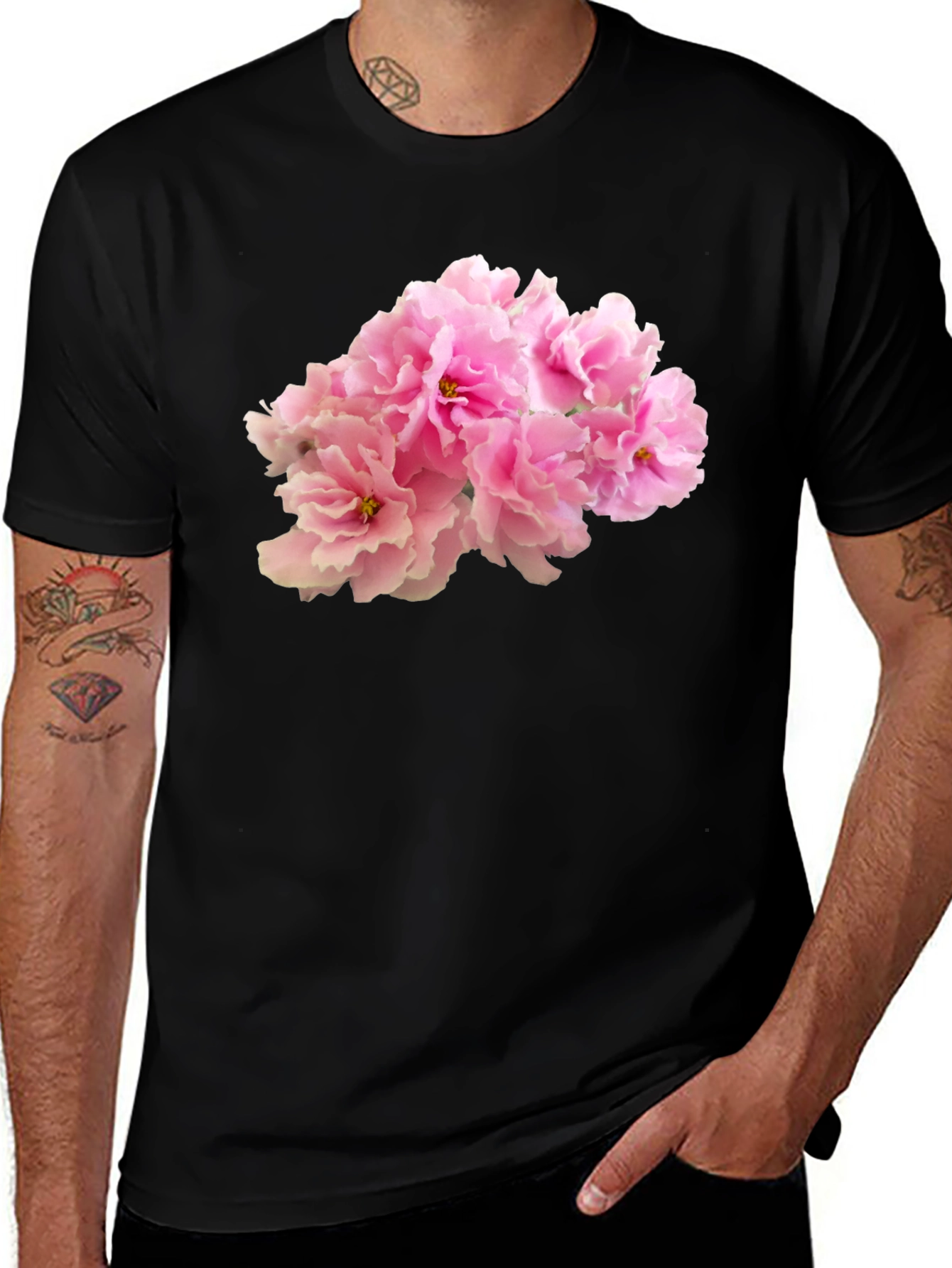 Variant 19 of Floral Print Black T-Shirt