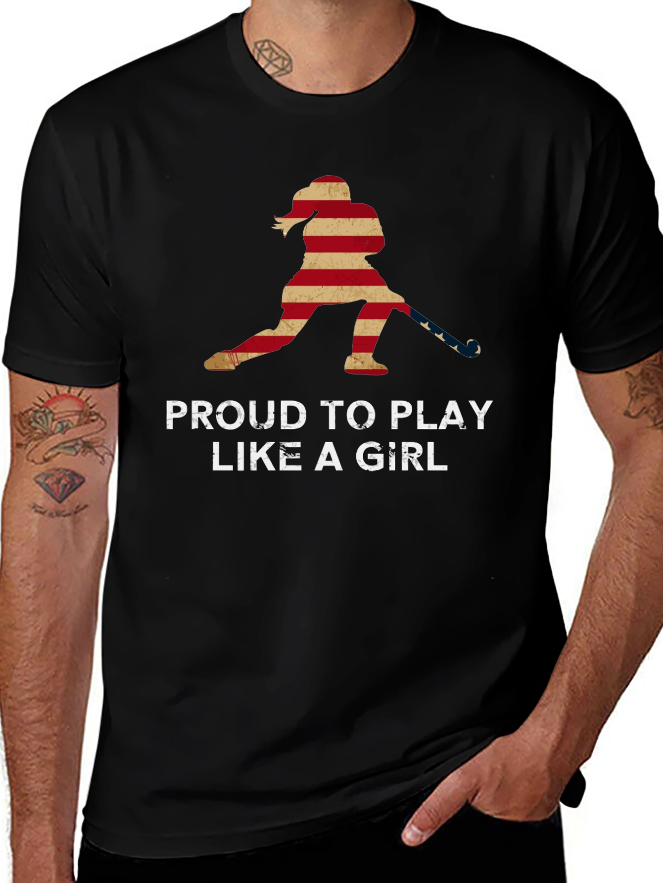 Variant 2 of Proud to Play Like a Girl Patriotic T-Shirt