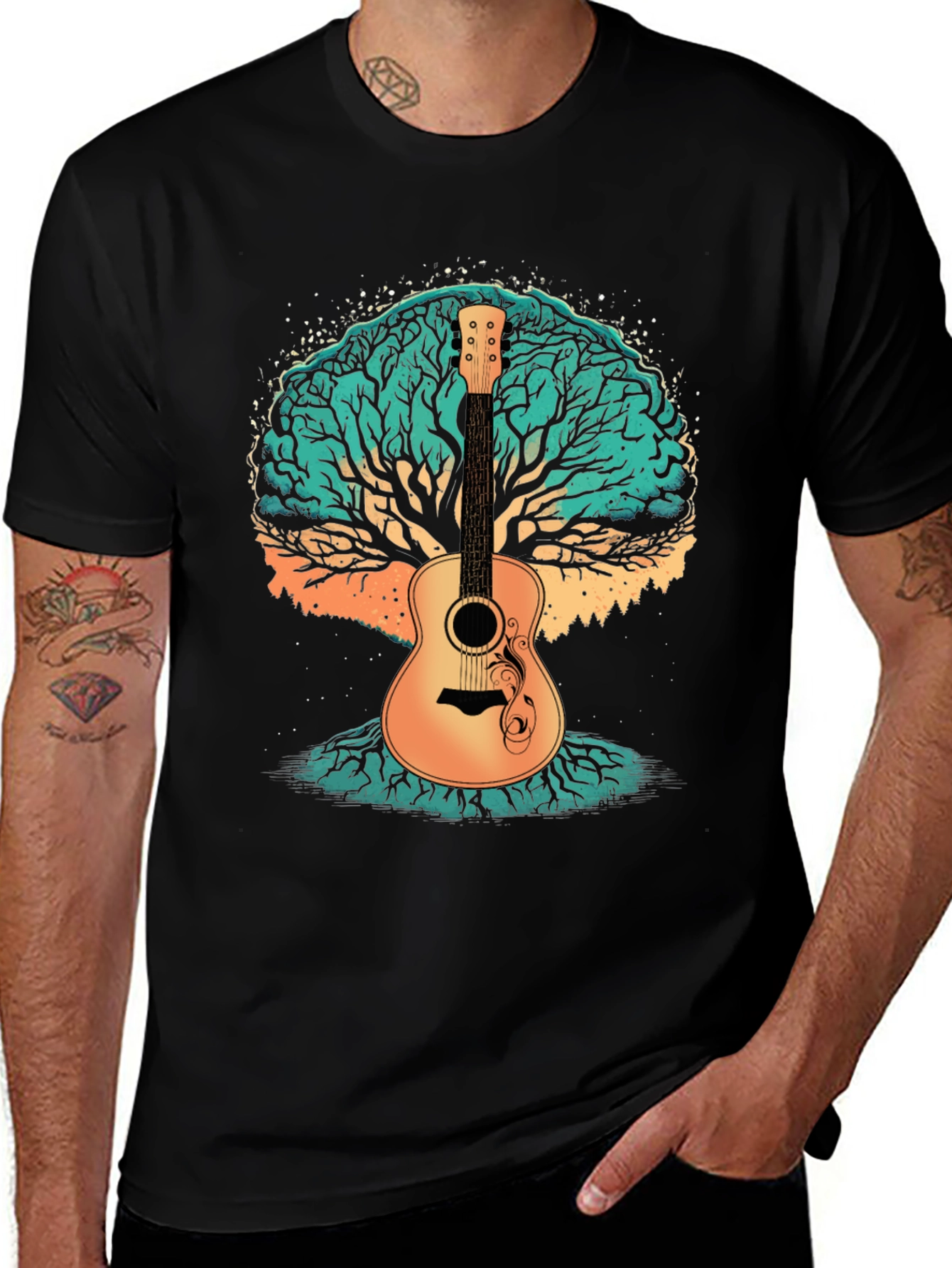 Variant 9 of Guitar Tree of Life Graphic Tee - Unique Music Lover Shirt