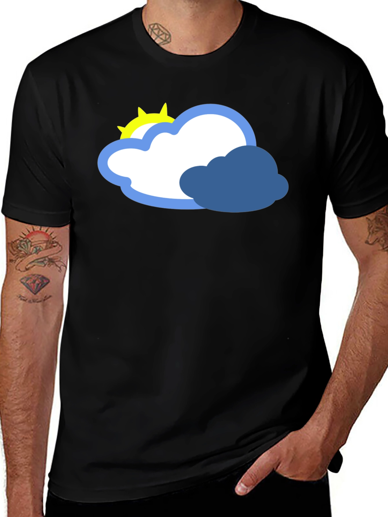 Variant 6 of Weather Graphic Tee - Sunny and Cloudy Design
