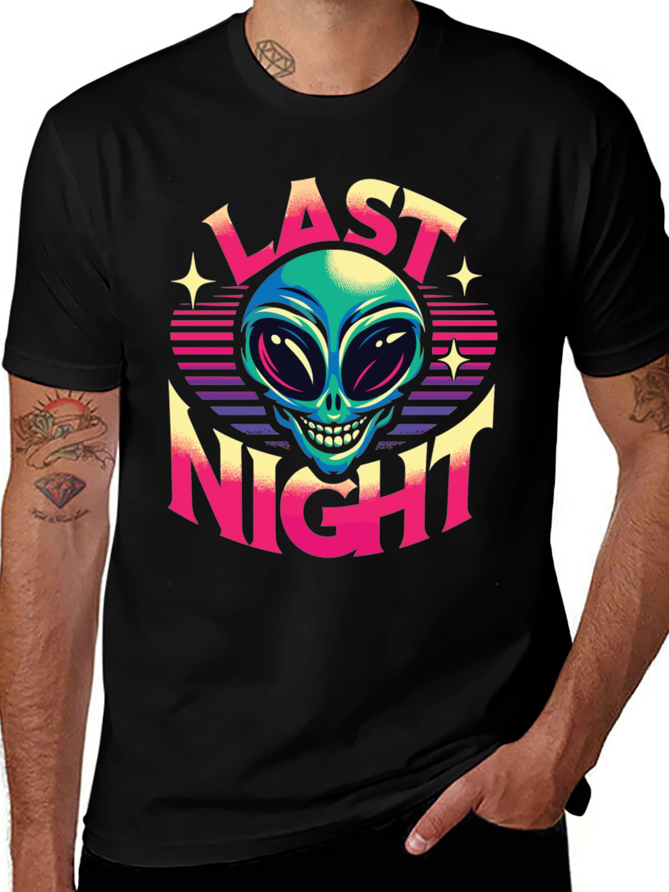 Variant 12 of Last Night Alien Graphic T-Shirt - Retro Style