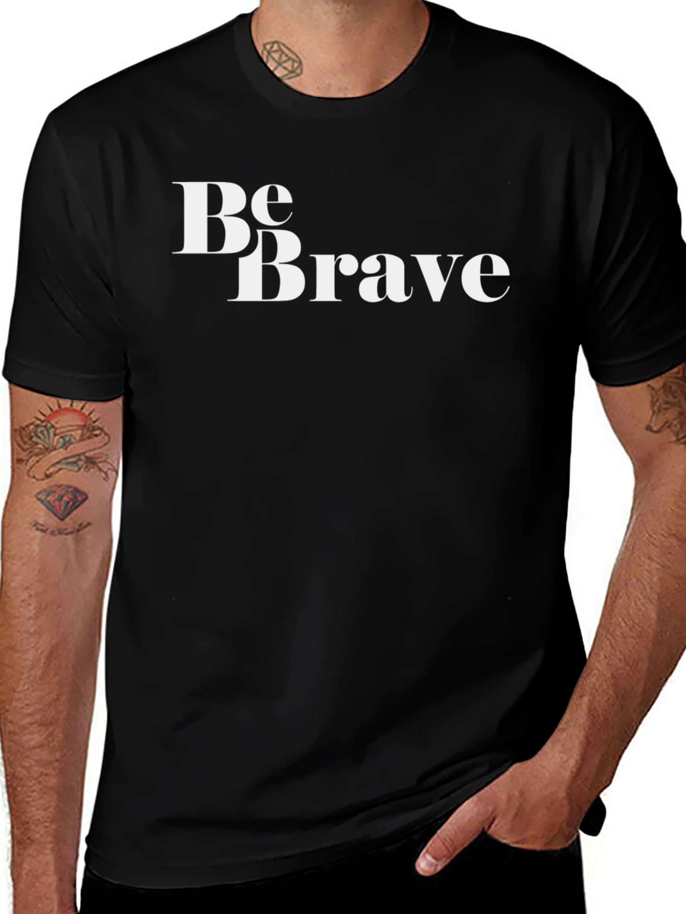 Variant 17 of Be Brave Graphic T-Shirt - Black Crew Neck Tee