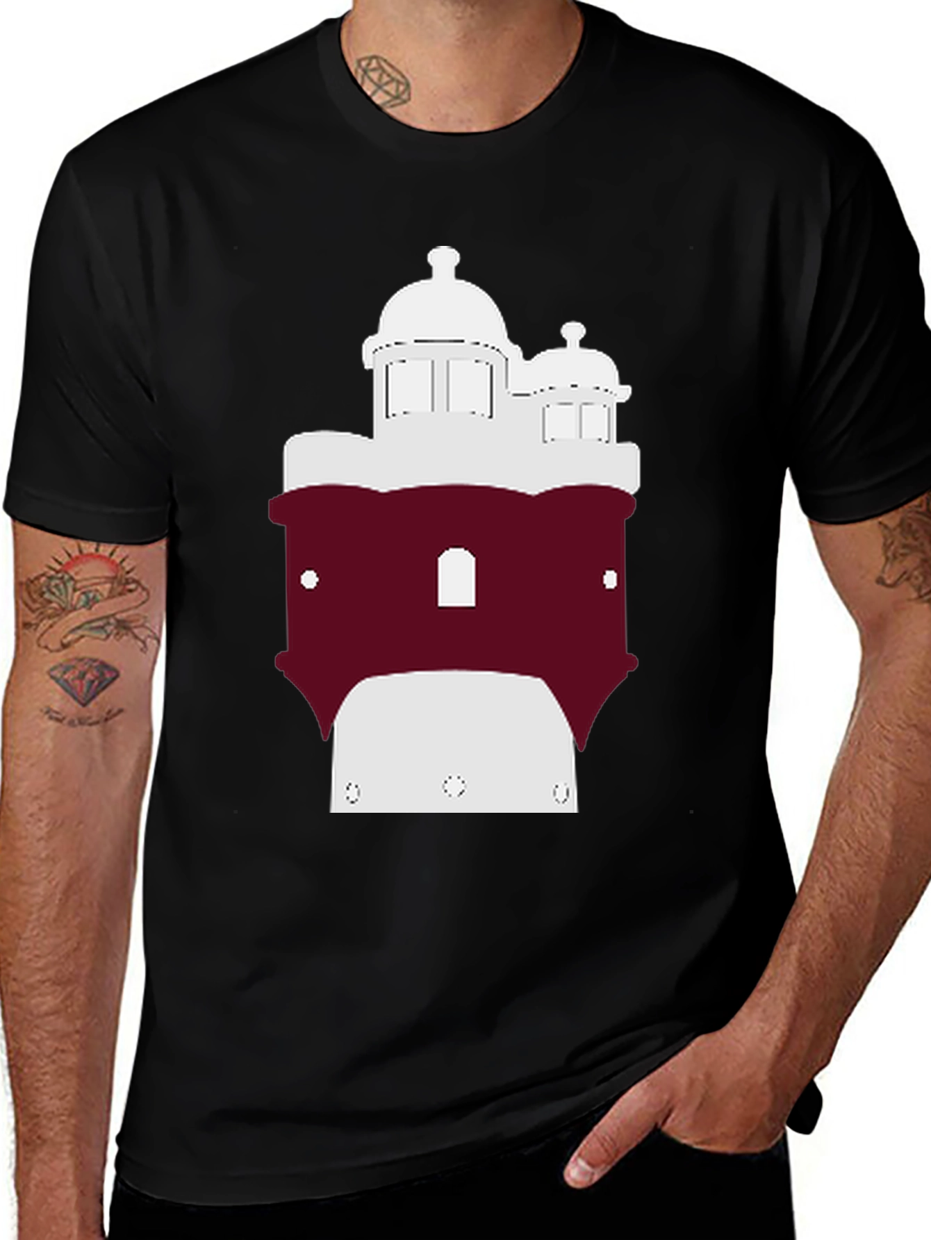 Variant 27 of Architectural Silhouette Graphic Tee - Black