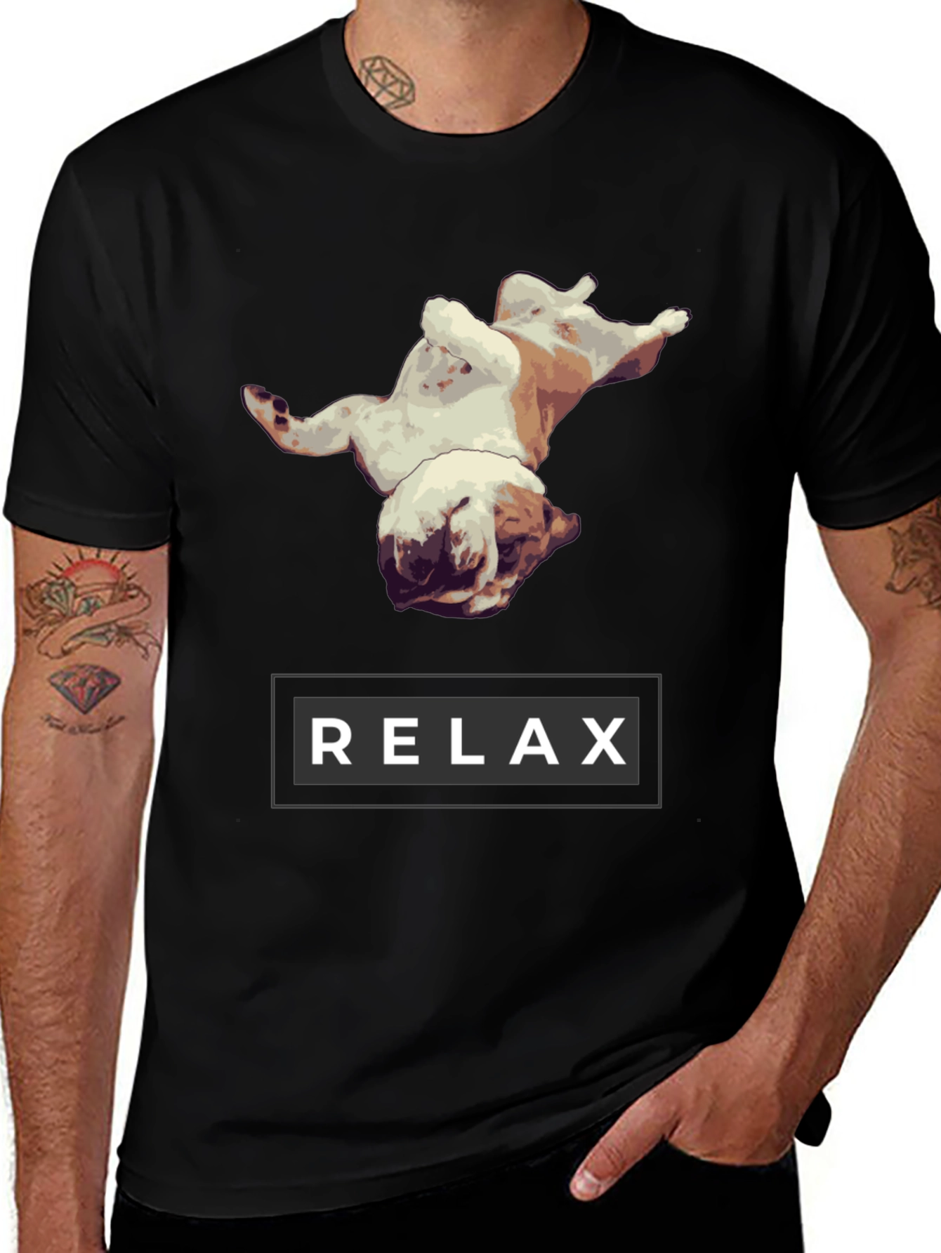 Variant 2 of Relax Bulldog Graphic Tee - Black