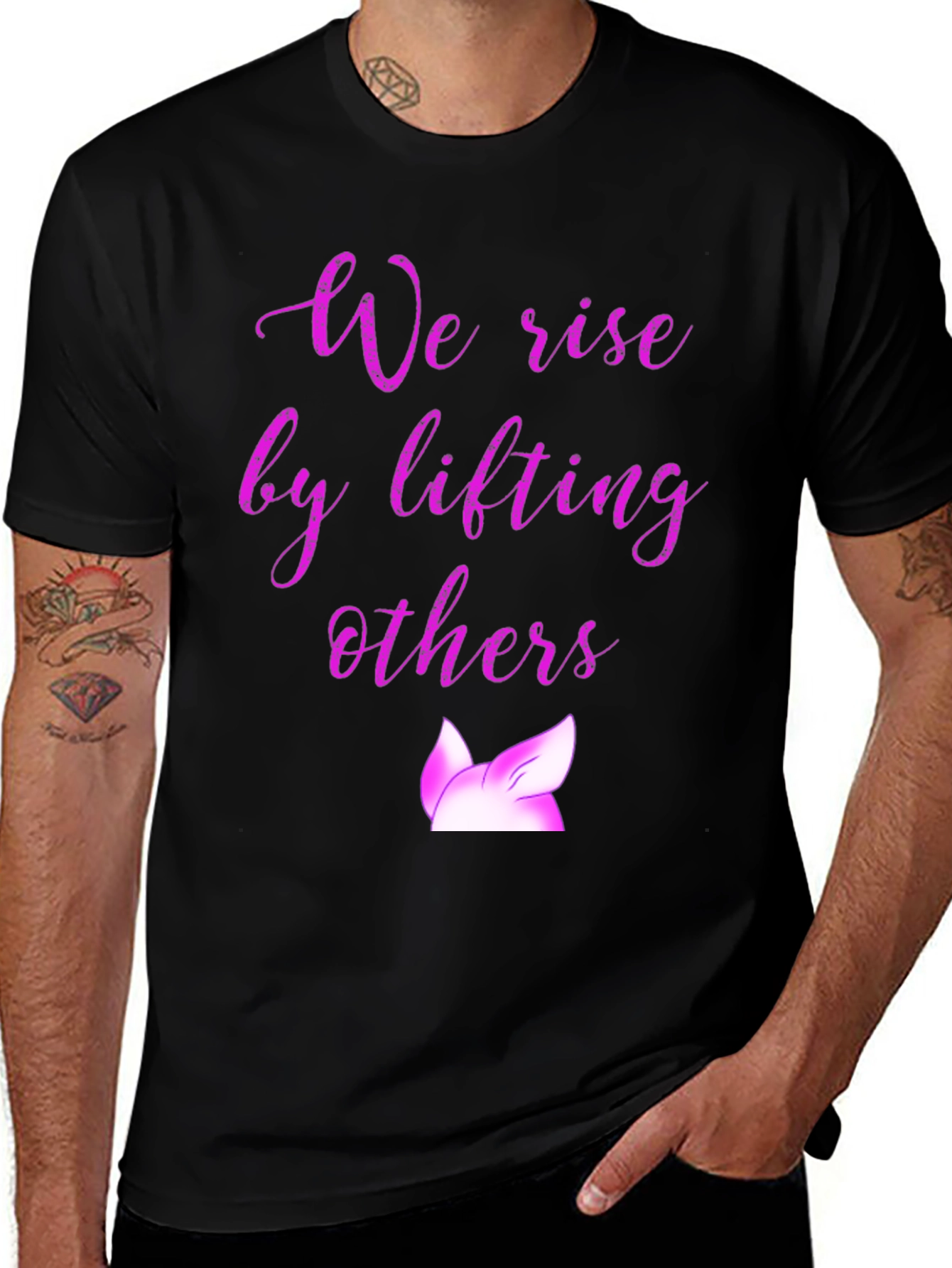 Variant 6 of Motivational Tee: We Rise by Lifting Others
