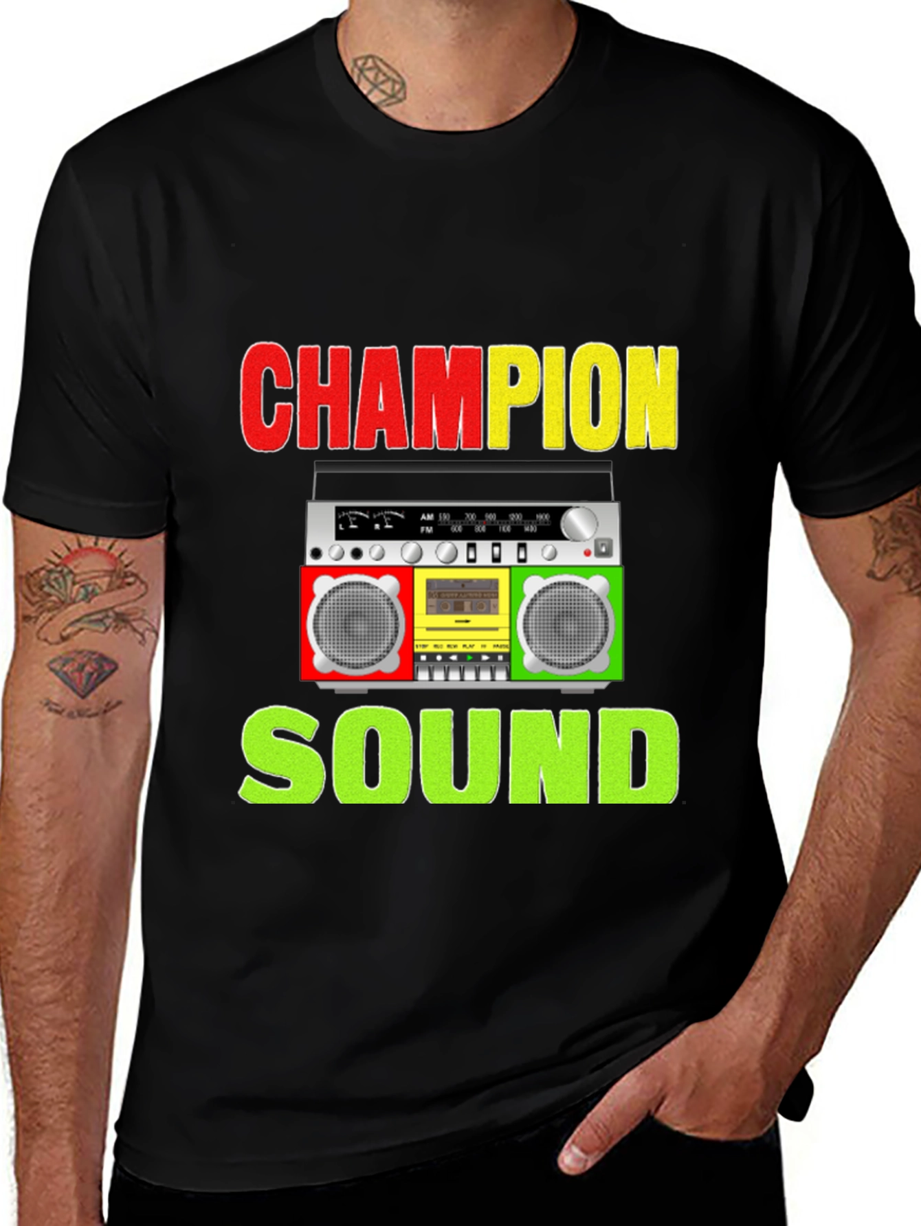 Variant 12 of Champion Sound Boombox Graphic Tee - Stylish Music Shirt