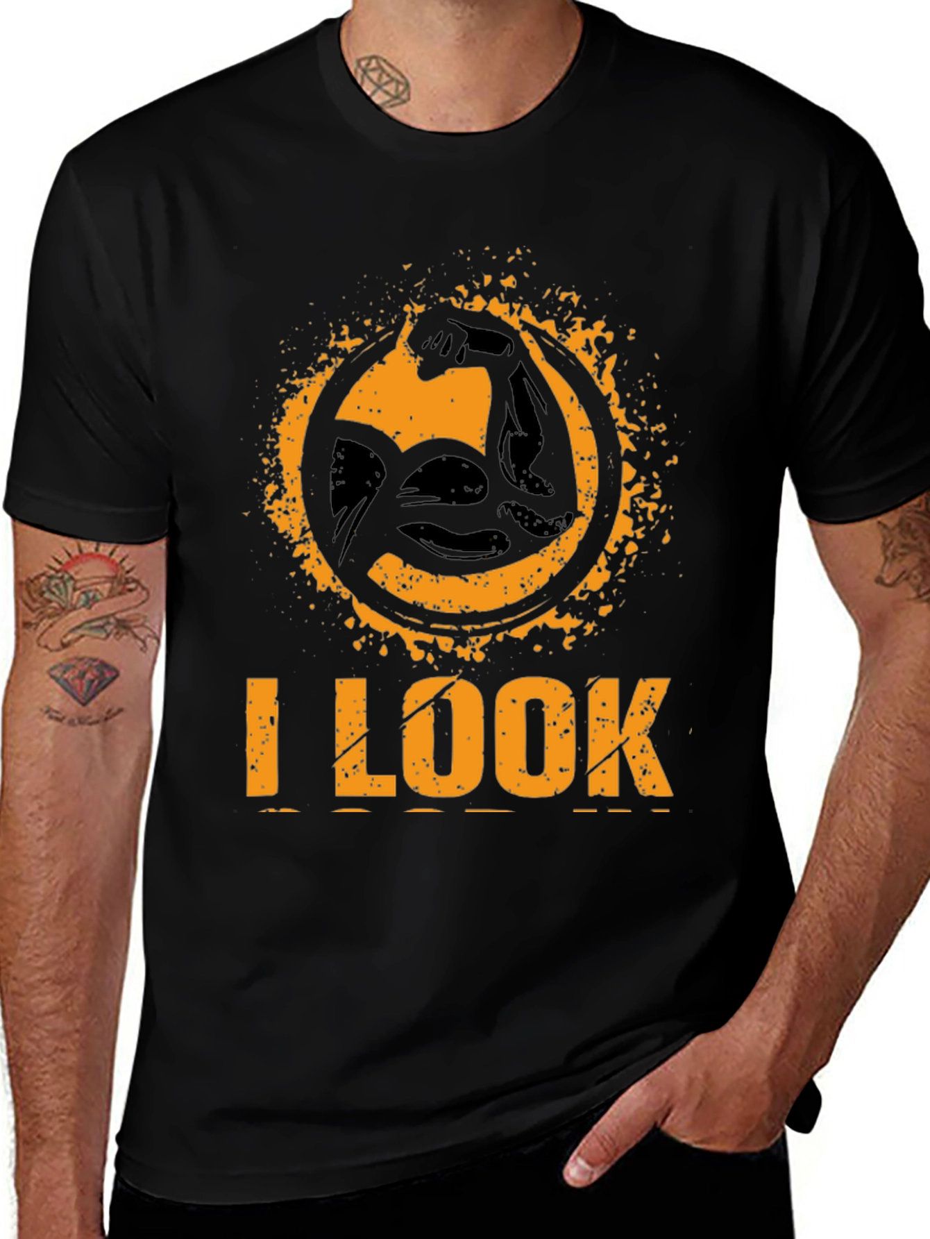 Variant 12 of I LOOK STRONG Black Graphic T-Shirt