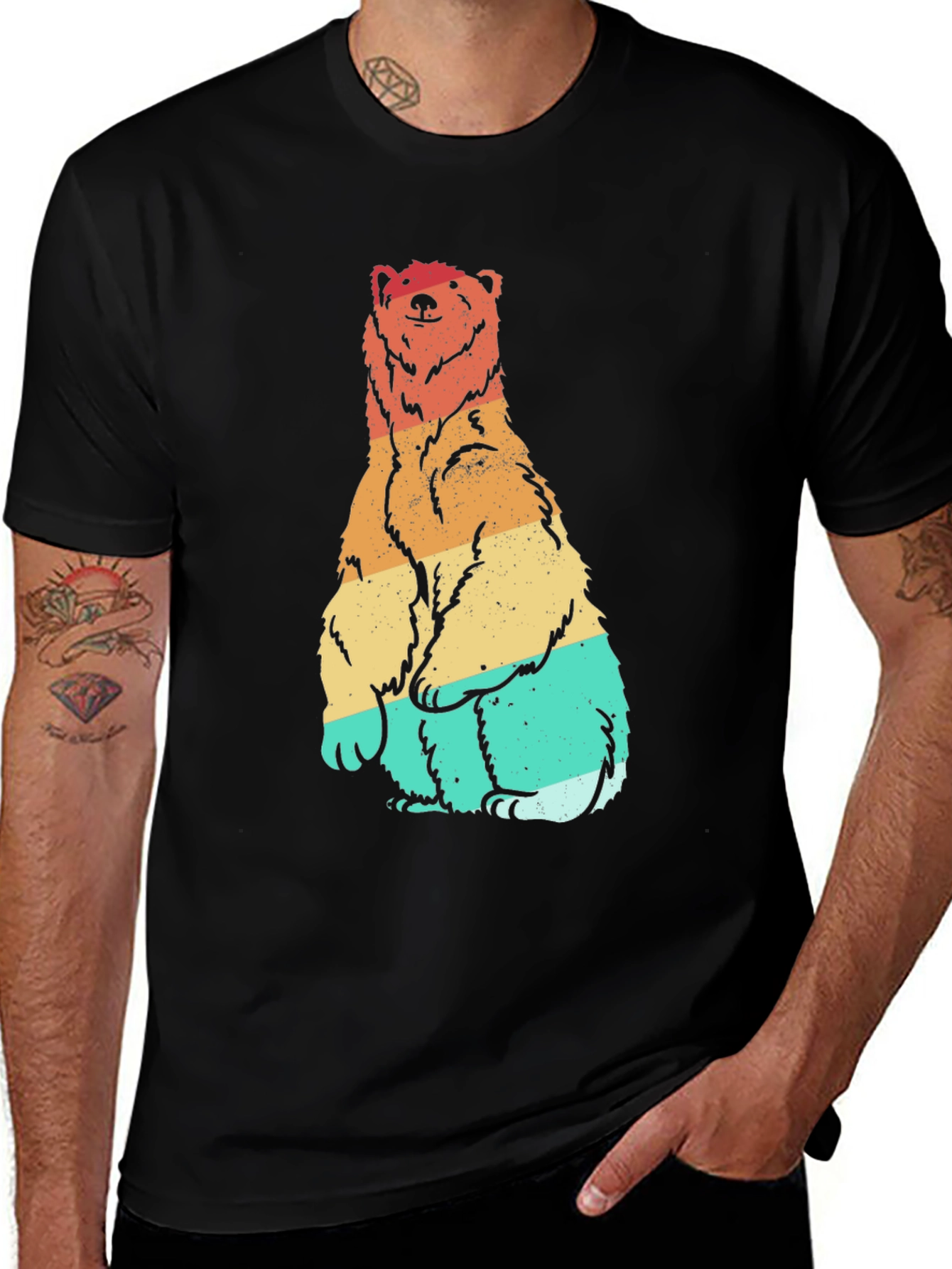 Variant 4 of Retro Bear Graphic Tee - Black