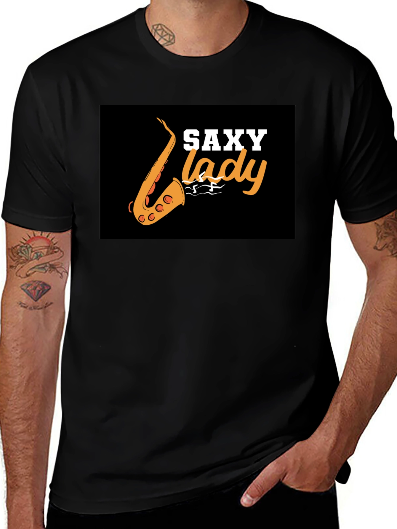 Variant 7 of Saxy Lady Black Graphic Tee