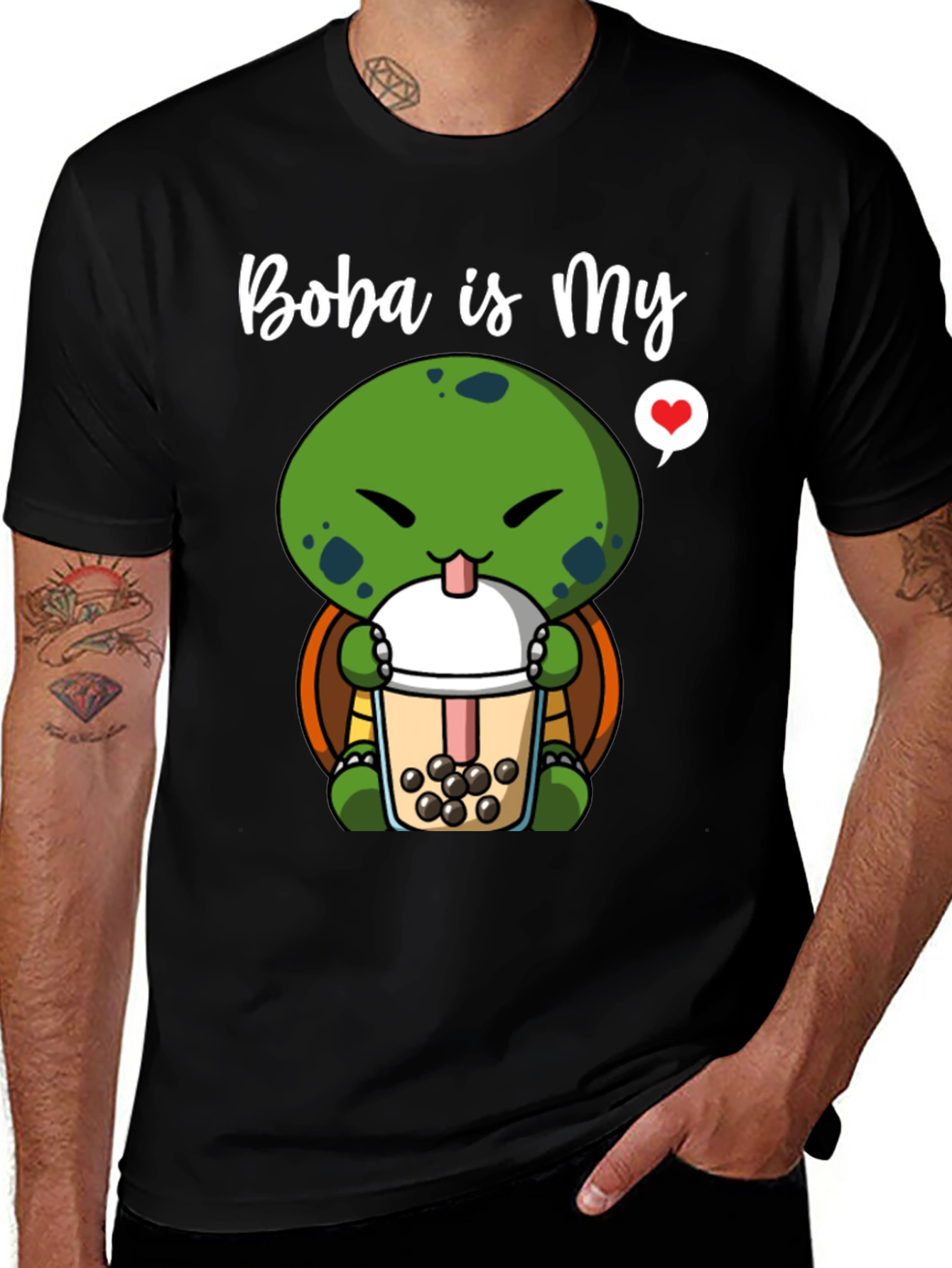 Variant 11 of Boba Turtle Graphic T-Shirt Cute Design
