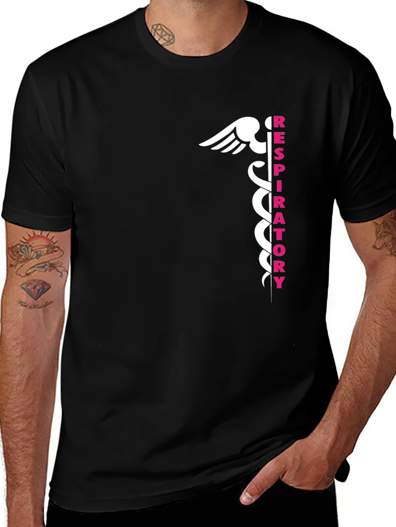 Respiratory Therapist Caduceus Black T-Shirt