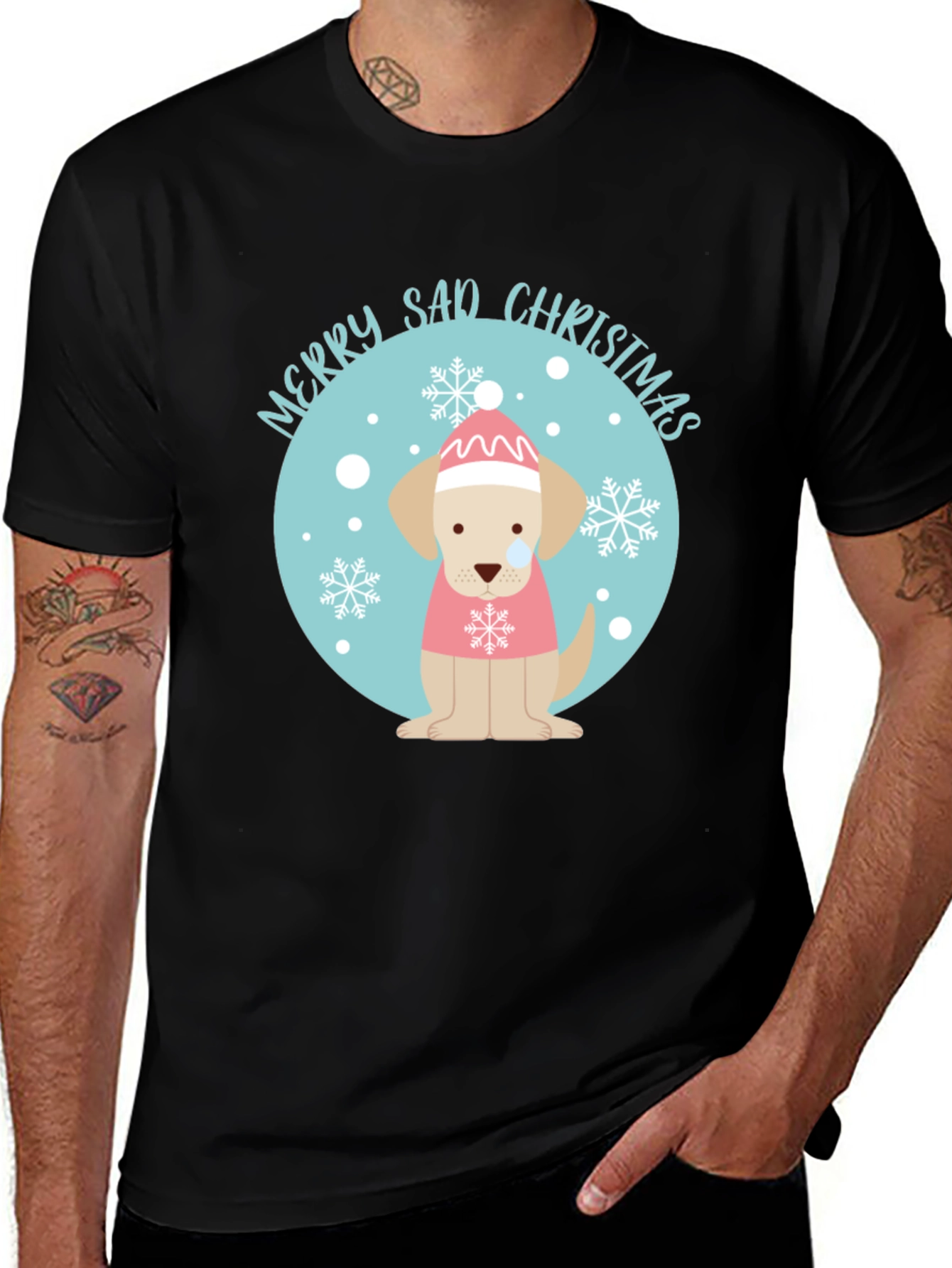 Merry Sad Christmas Dog T-Shirt