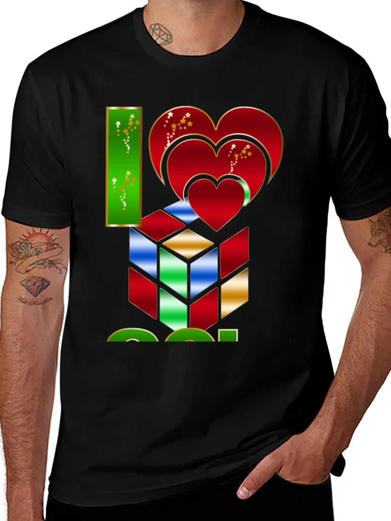 Variant 24 of I Heart Cube Graphic Tee - Puzzle Lover's Shirt