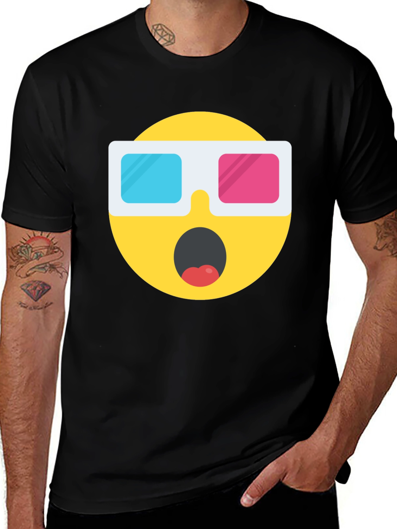 Variant 14 of Novelty 3D Emoji Black T-Shirt