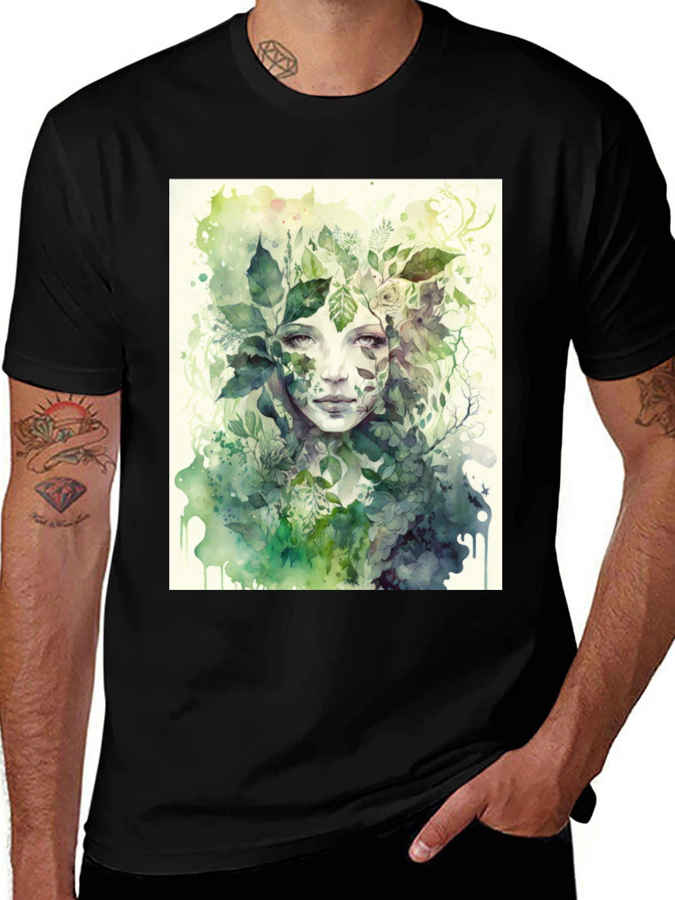 Variant 7 of Nature Spirit Graphic Tee - Black Cotton T-Shirt