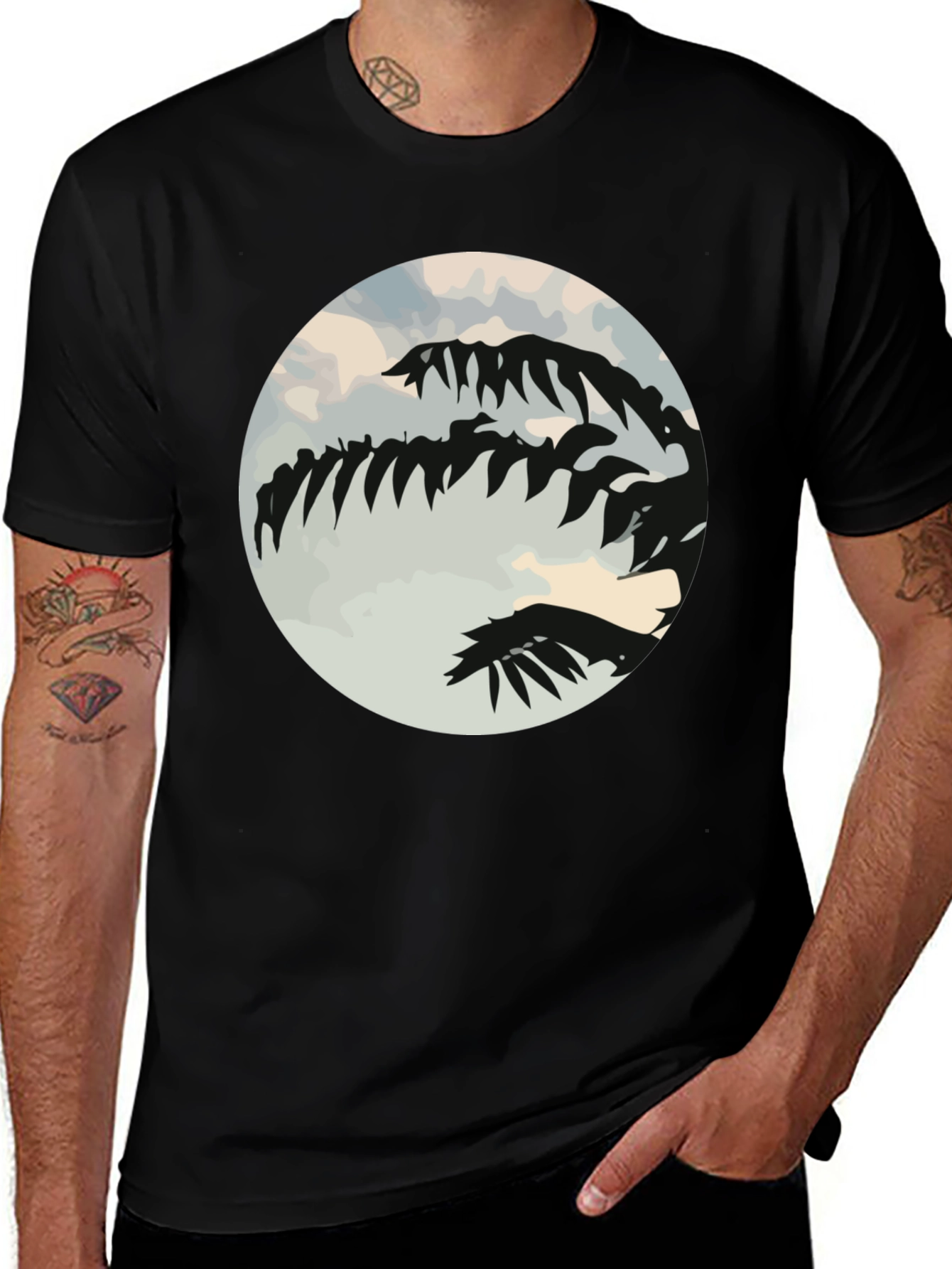 Variant 10 of Tropical Palm Tree Silhouette Black Graphic Tee