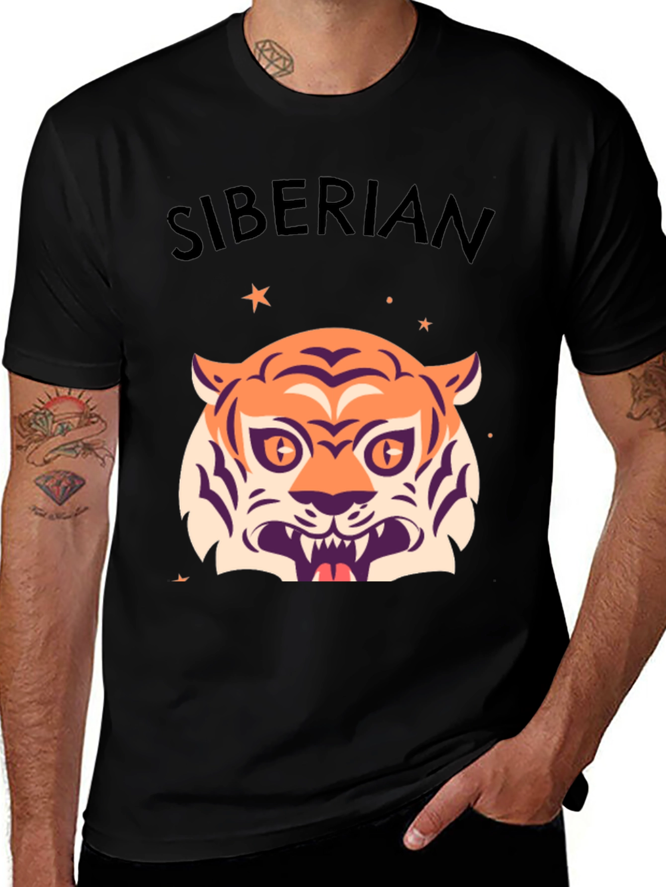 Variant 6 of Siberian Tiger Graphic Tee - Stylish Black T-Shirt